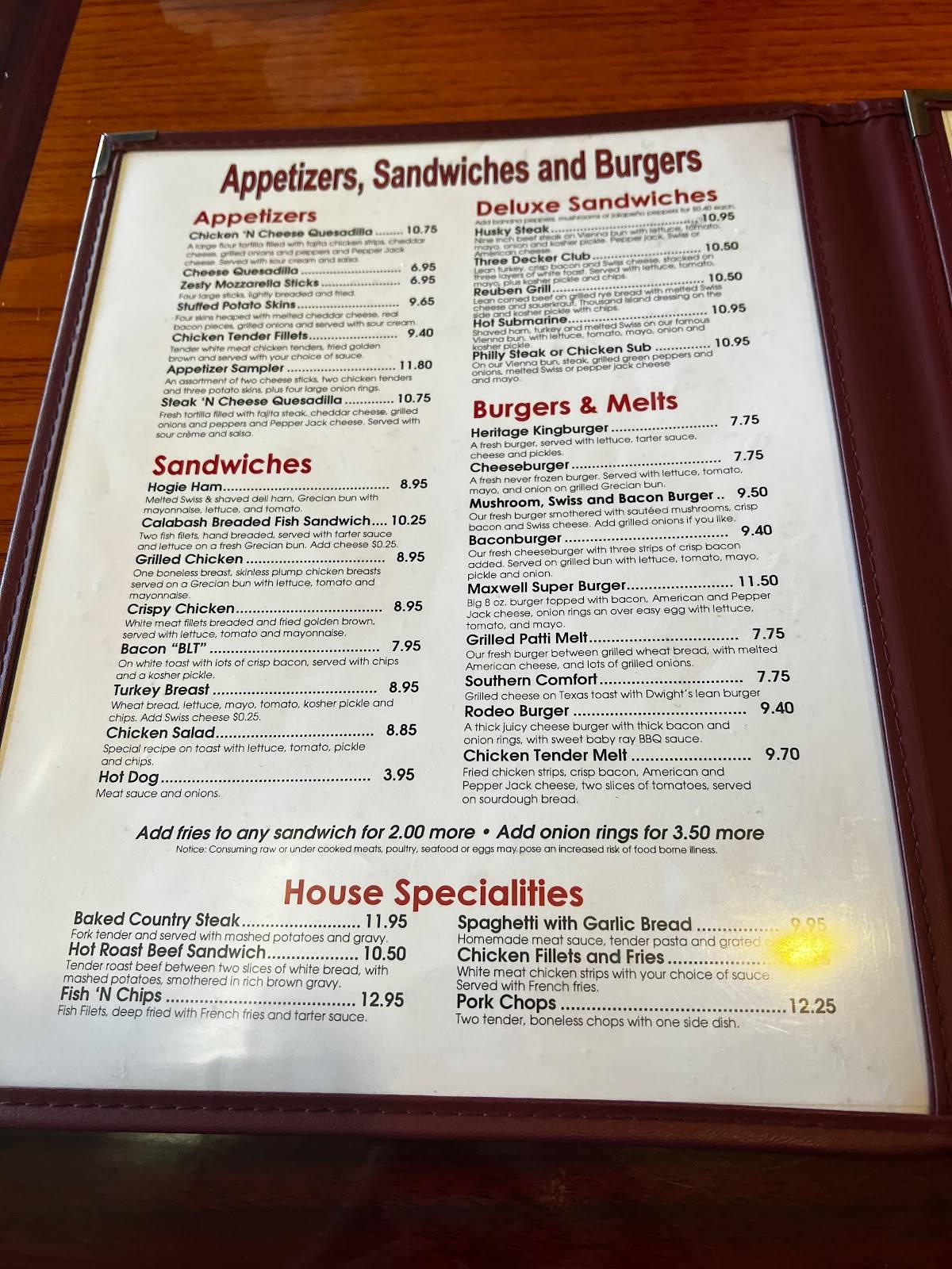 Menu at Dwight's Of St. Albans restaurant, Saint Albans