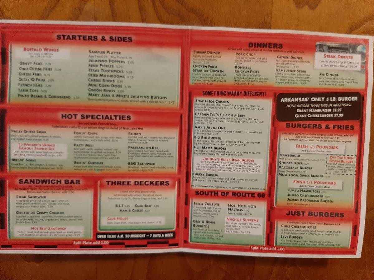 Menu at Ed Walker's DriveIn & Restaurant, Fort Smith