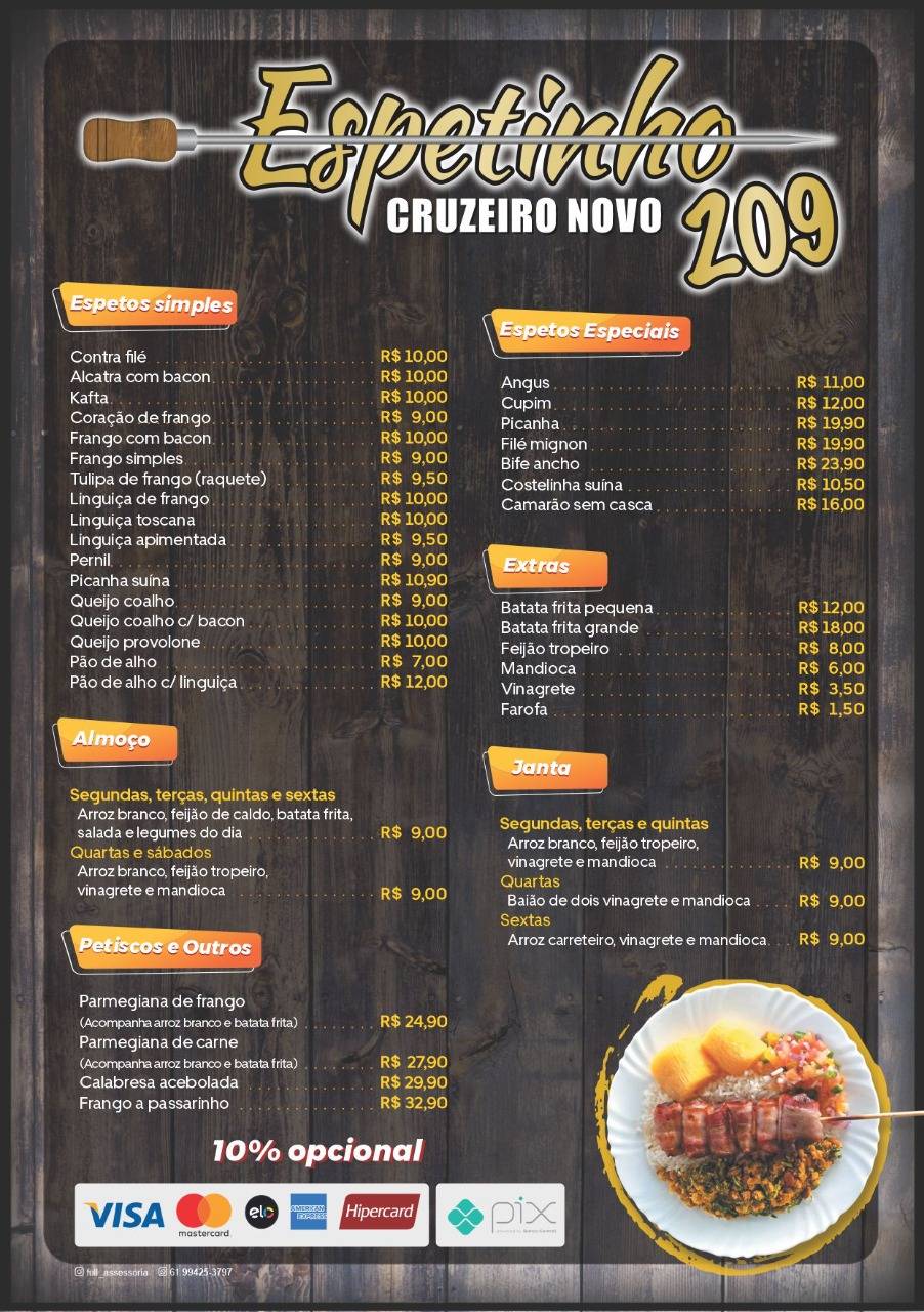 Menu Em Espetinho Cruzeiro Novo Bbq Bras Lia