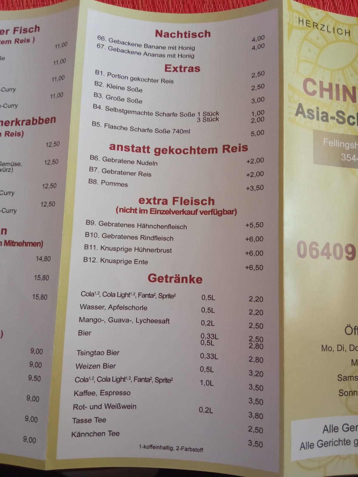 China Wok Karlstadt Speisekarte Speisekarte von China Wok fast Food, Biebertal