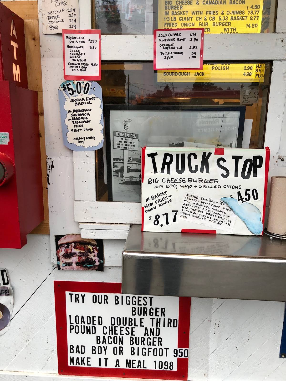 Menu at Crazy Eric's DriveIn fast food, Bremerton, 701 S National Ave