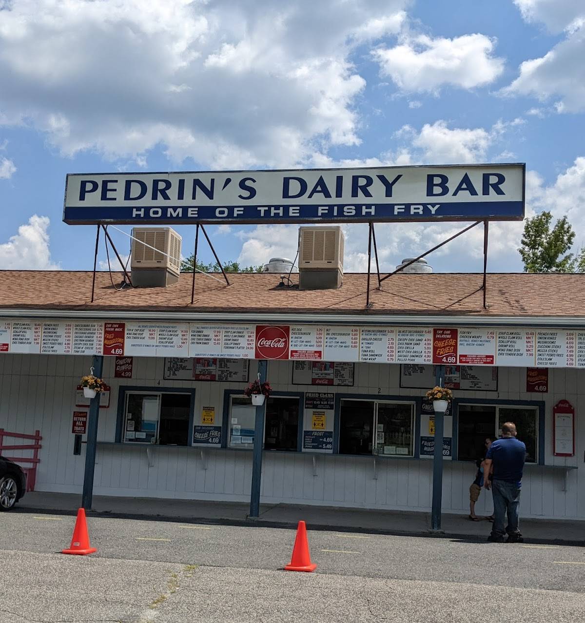 Menu at Pedrin's Dairy Bar, North Adams