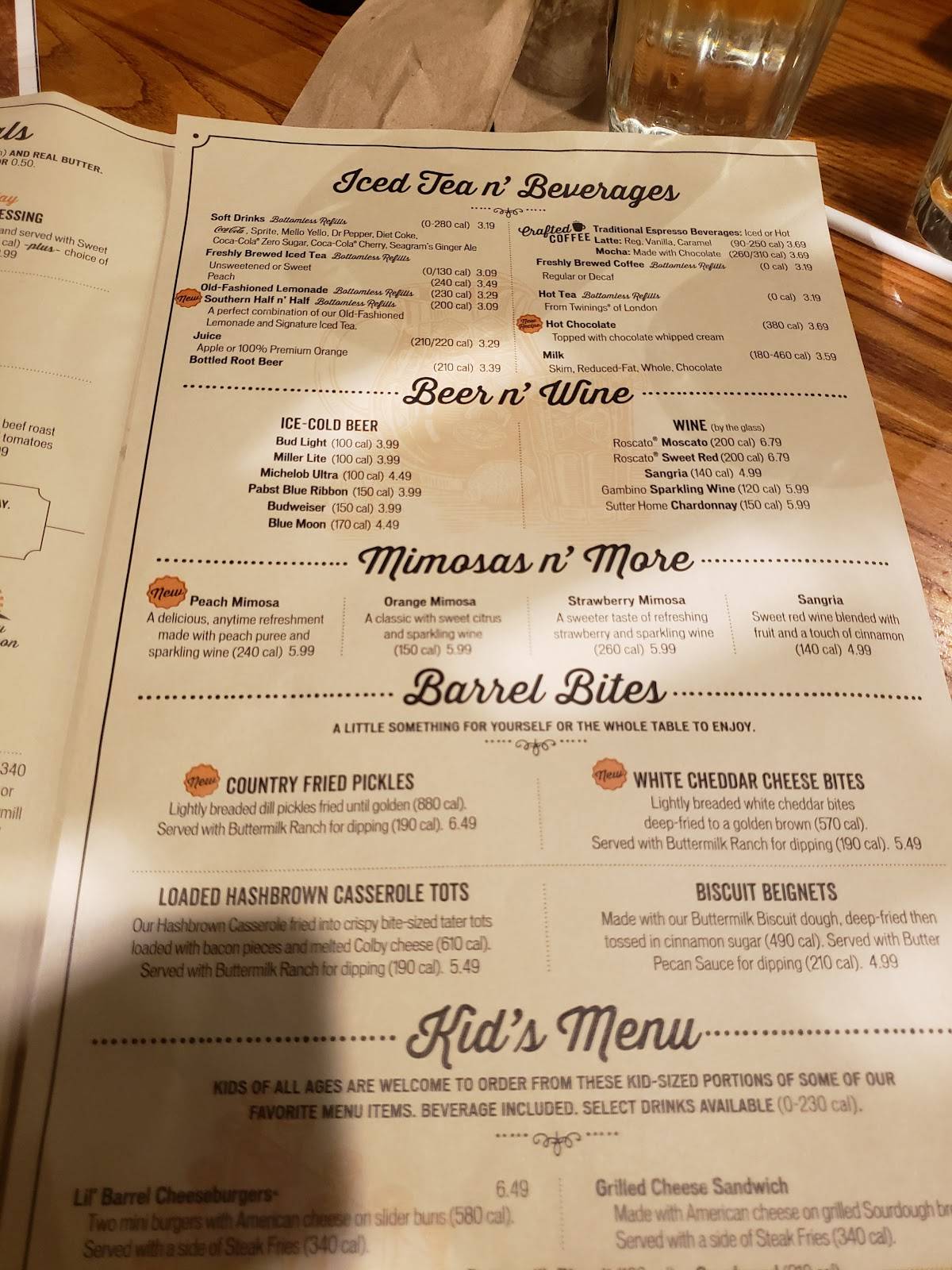 Menu at Cracker Barrel Old Country Store, Fishkill, 4 Merritt Blvd