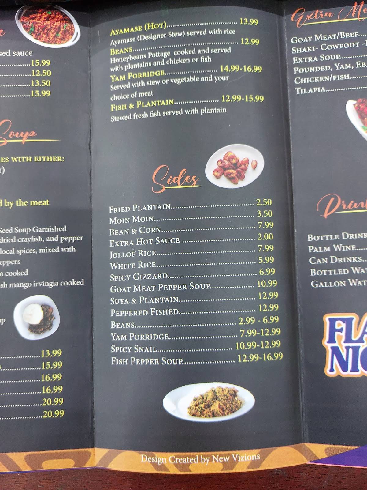 Menu at Flavors Nigerian Restaurant, Orlando
