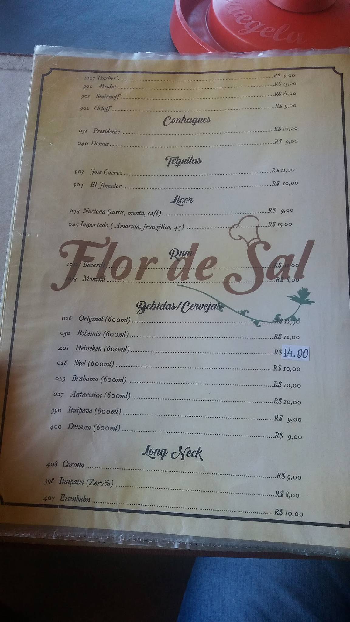 Menu Em Flor De Sal Restaurante Fortaleza Esquina Rua Osvaldo Cruz