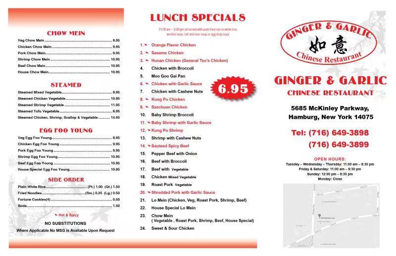 Menu at Ginger & Garlic Chinese Restaurant, Hamburg