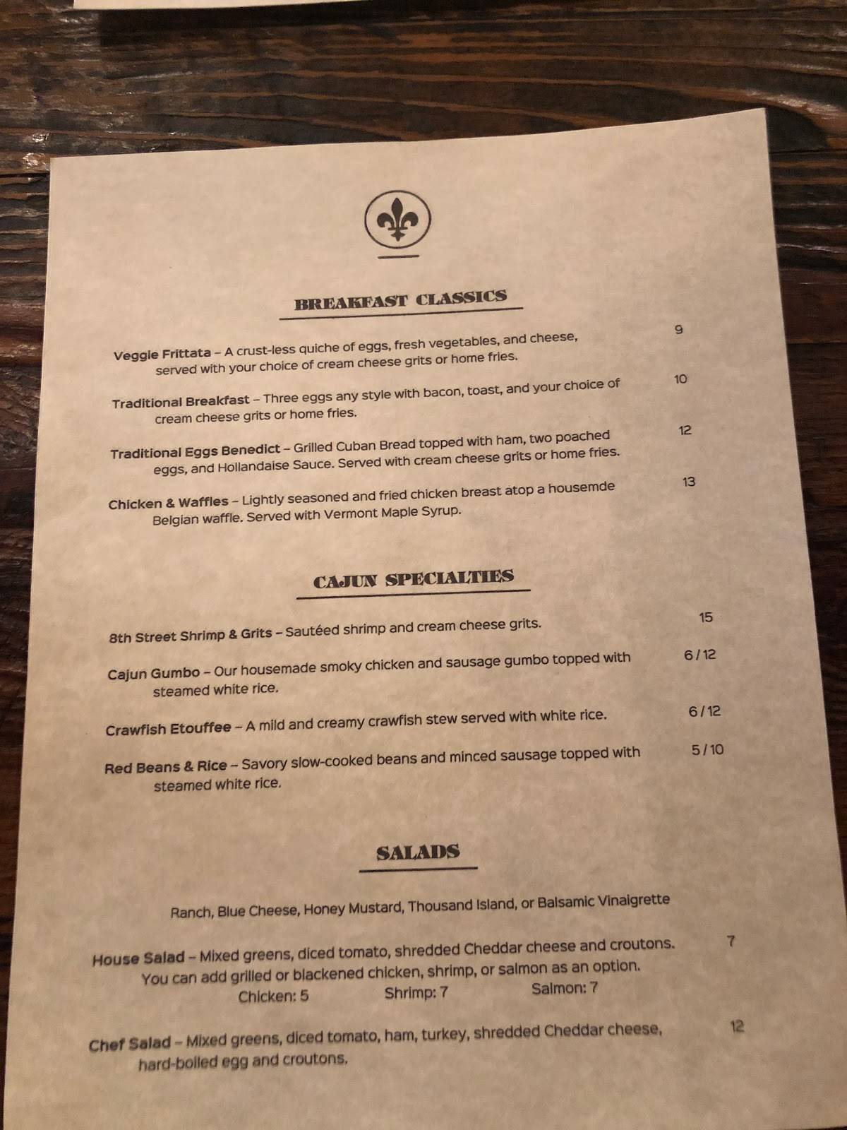 Menu at Green Door on 8th restaurant, Dade City