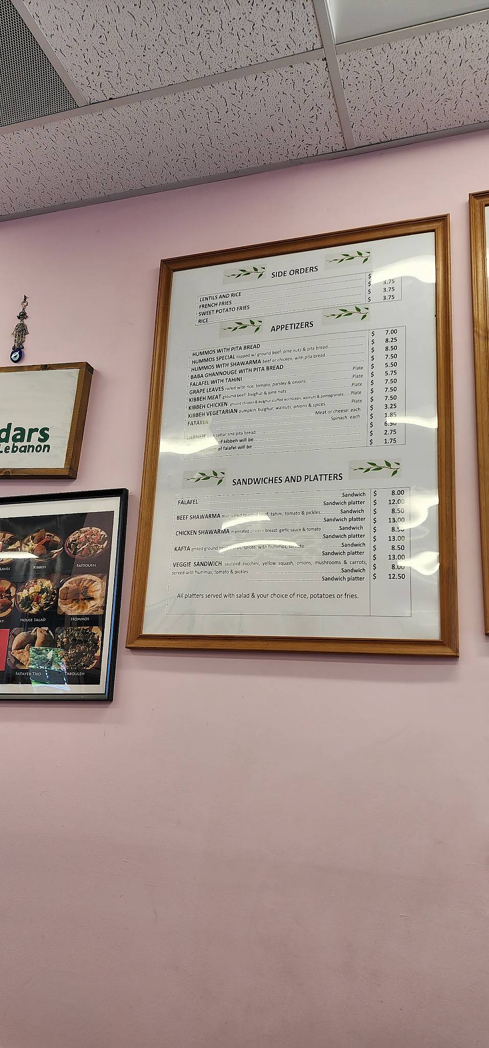 Menu at Cedars of Lebanon restaurant, Greenbelt