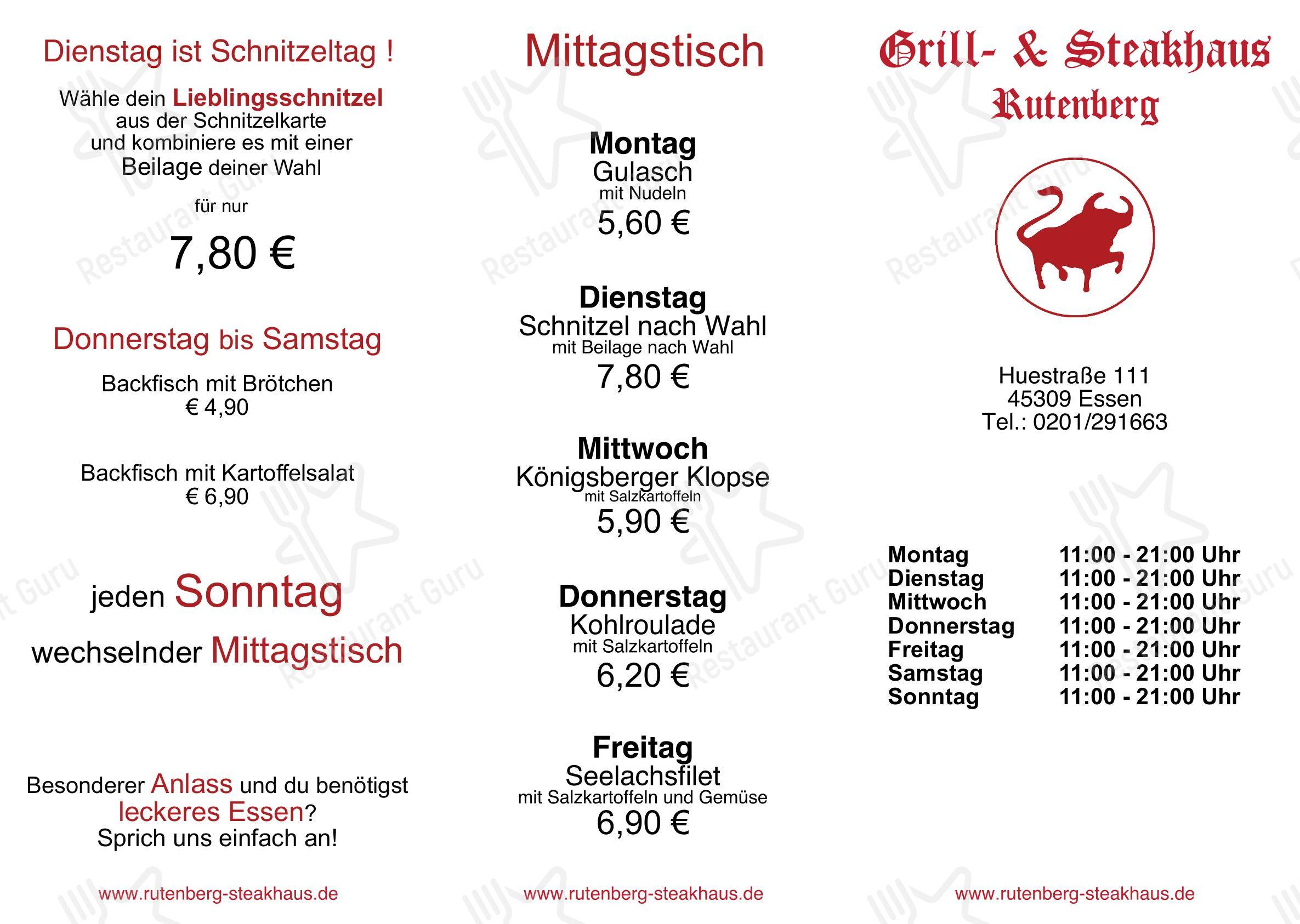 Grill Und Steakhaus Rutenberg Menu