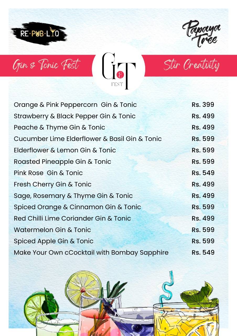 Menu at Hills View Restaurant & Bar, Papaya Tree Hotel, Indore