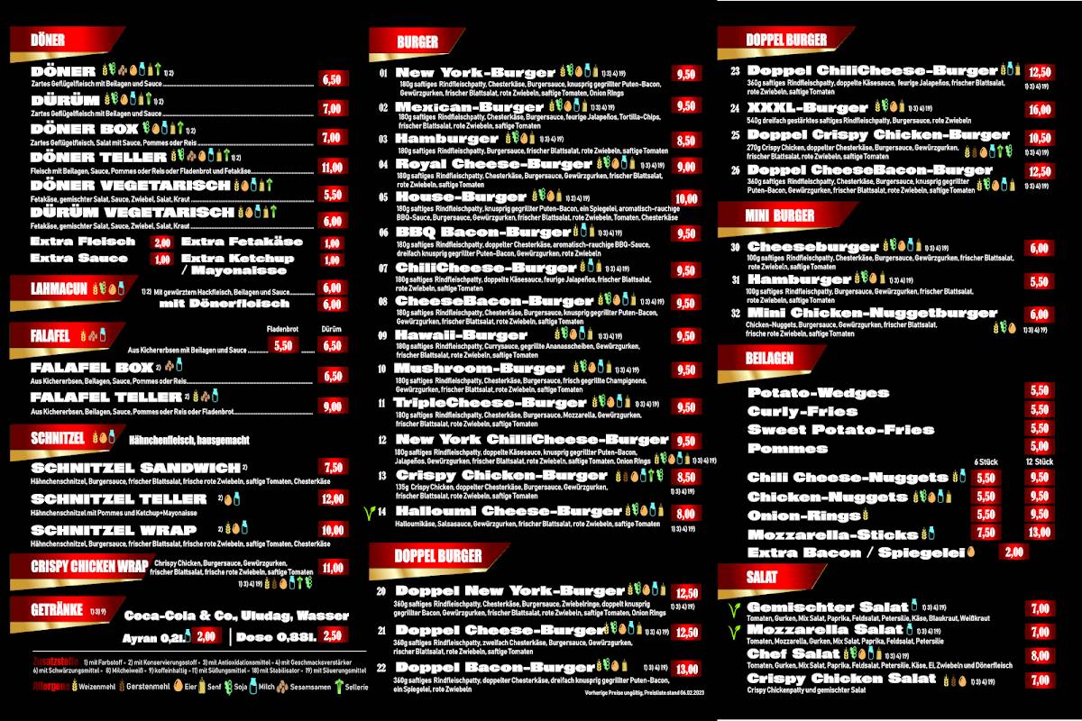 Speisekarte von House Of Döner & Burger restaurant, Hemhofen