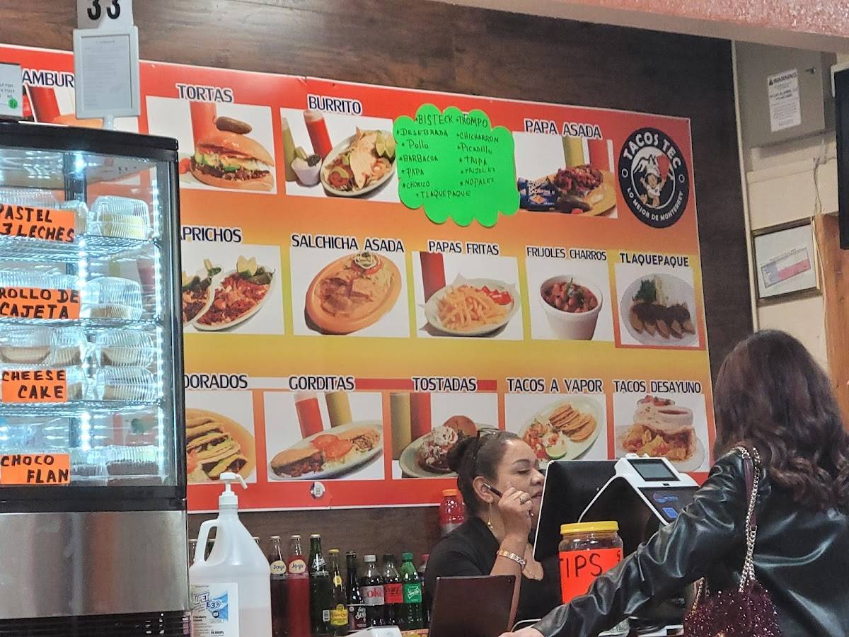 Menu at Tacos Tec restaurant, Houston