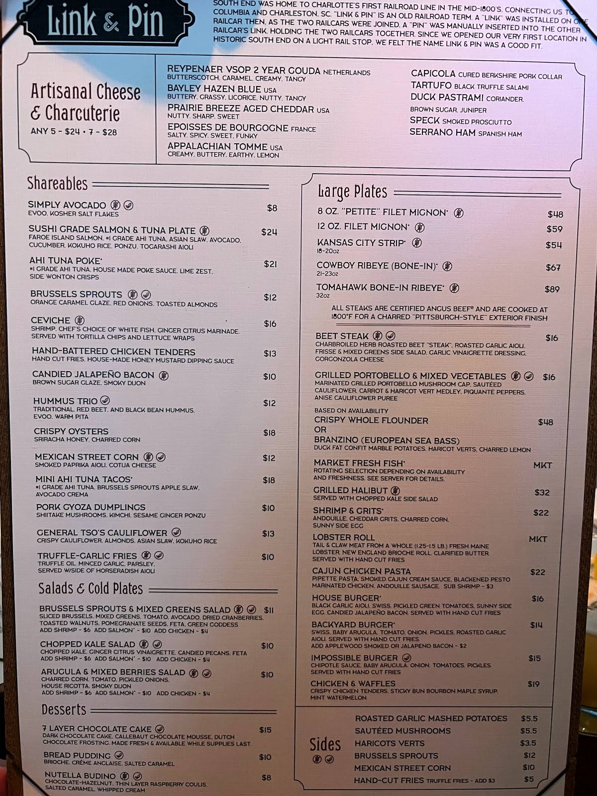 Menu at Link & Pin NorthCross pub & bar, Huntersville