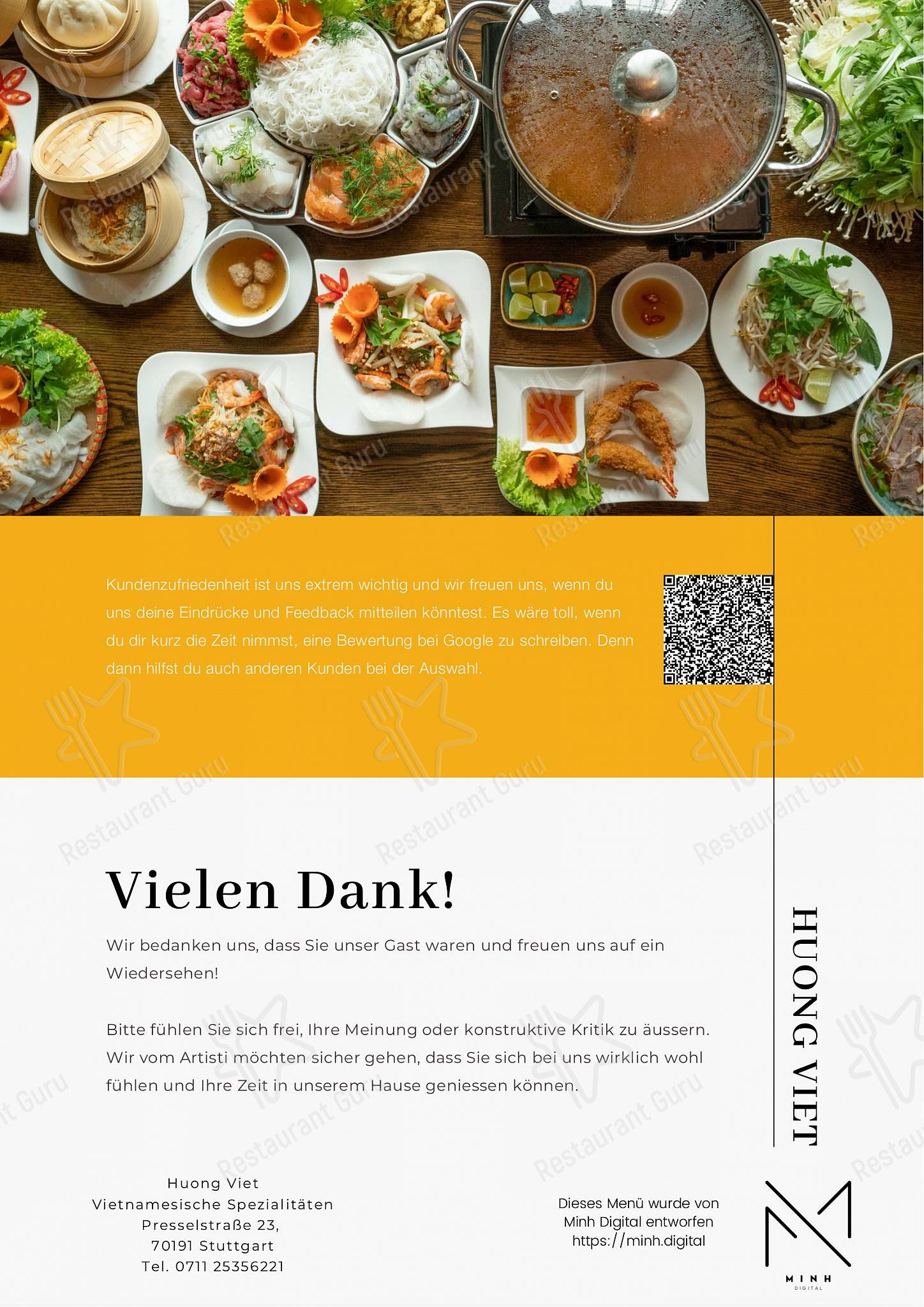 Speisekarte von Huong Viet - Vietnamesische Spezialitäten restaurant ...
