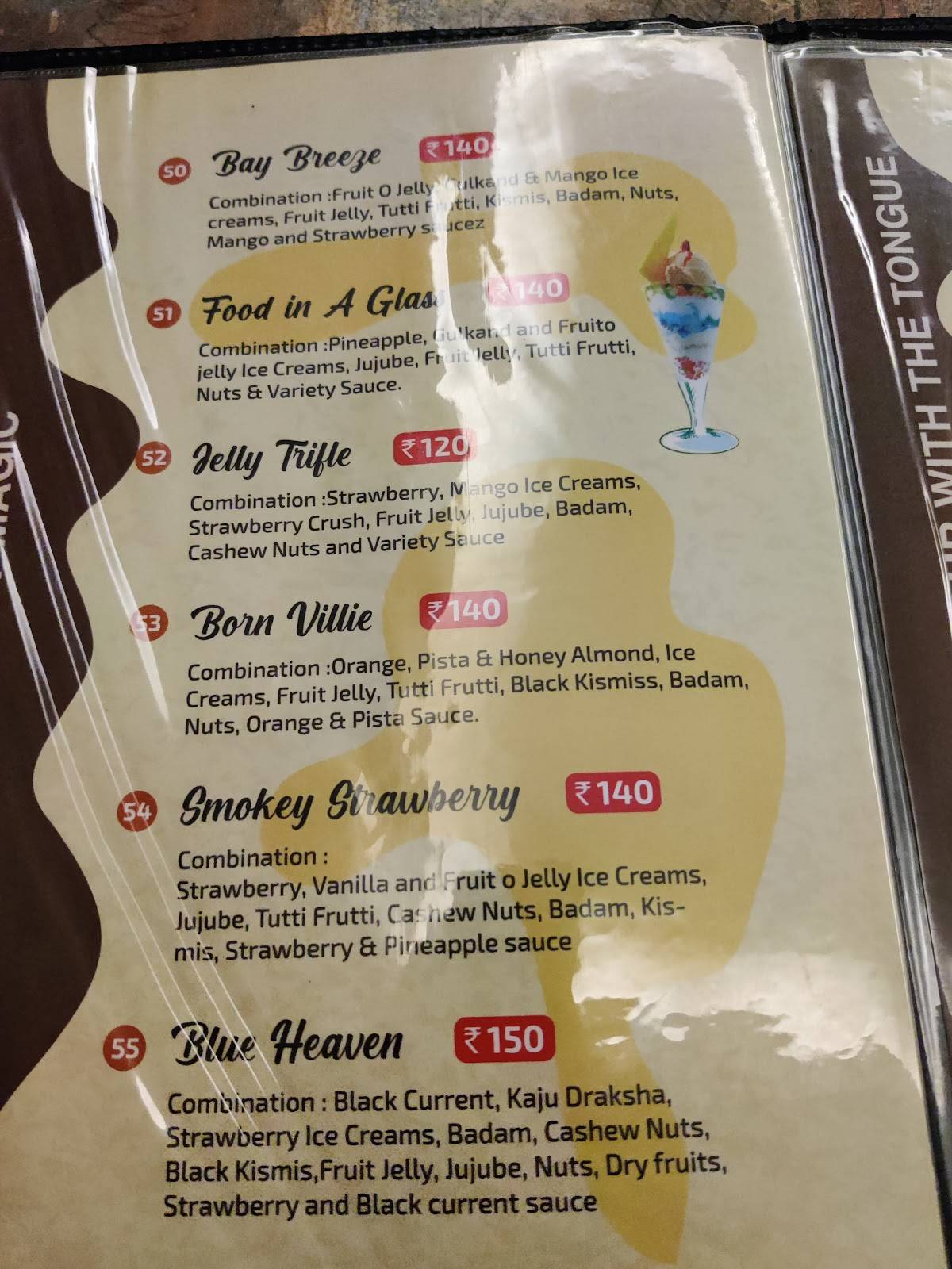 Menu at Ice Magic Ice Cream Parlour, Kurnool