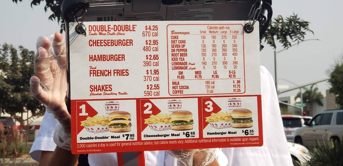 Menu at InNOut Burger fast food, Visalia, S Mooney Blvd