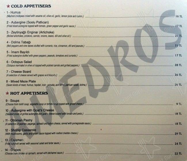 Cafe Amedros menu