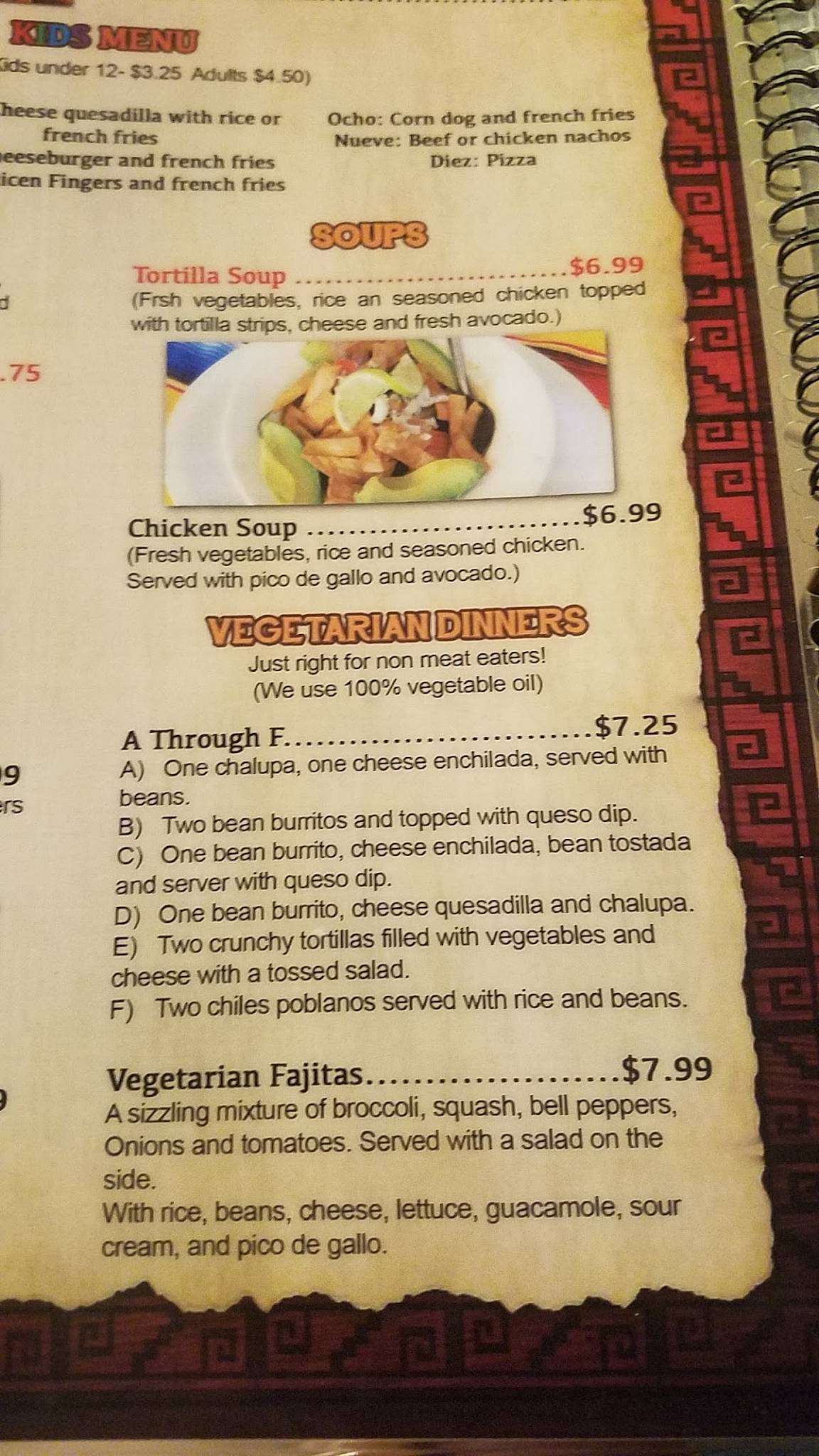 Menu at Las Brisas Mexican Restaurant, Jackson