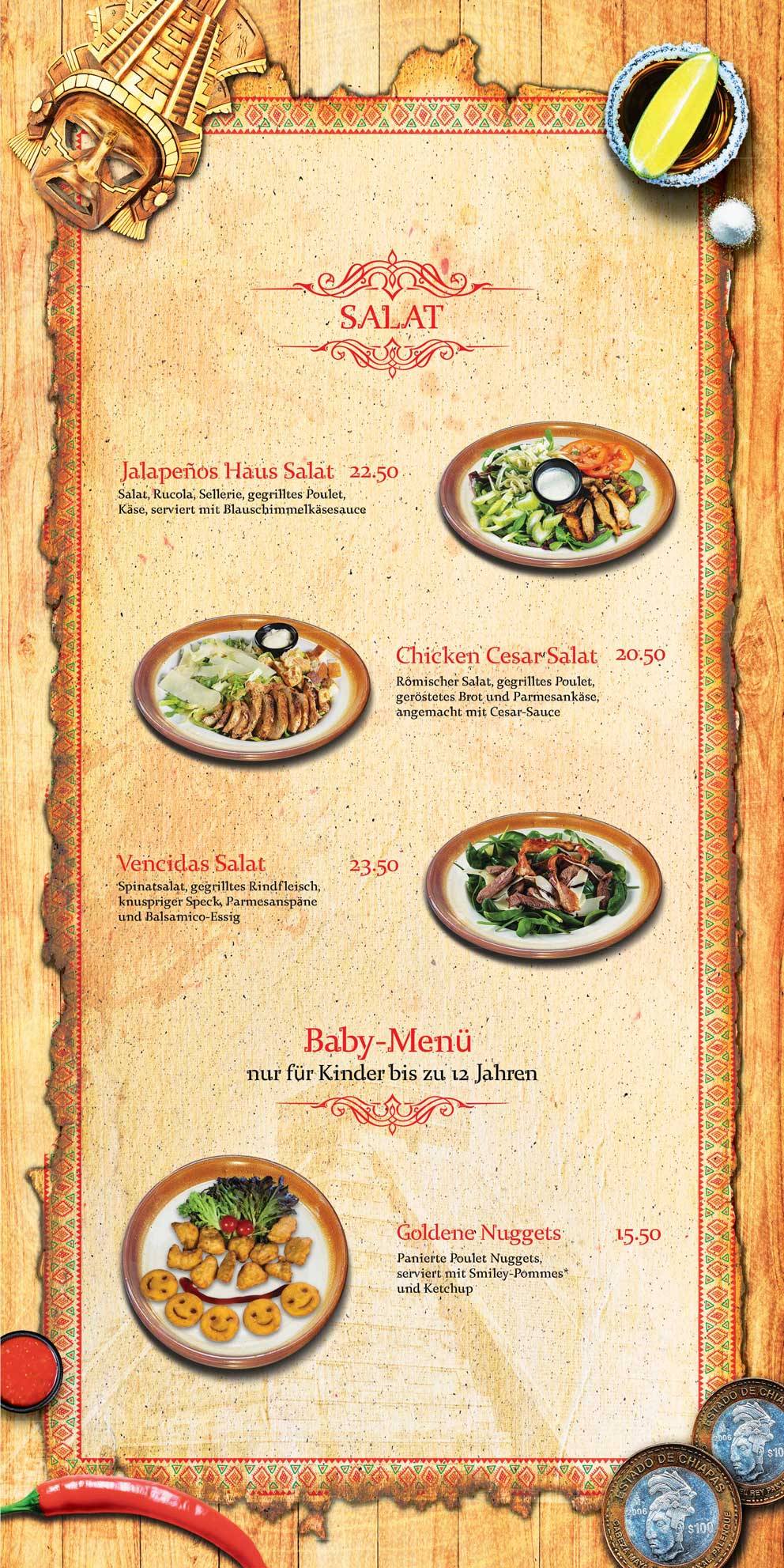 Speisekarte von Jalapenos Mex, Mexican Authentic Food, Kloten