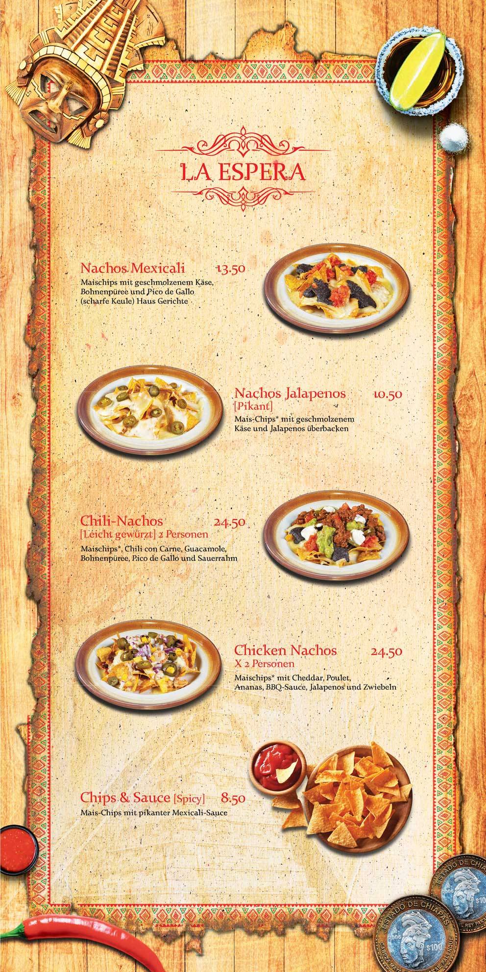 Speisekarte von Jalapenos Mex, Mexican Authentic Food, Kloten