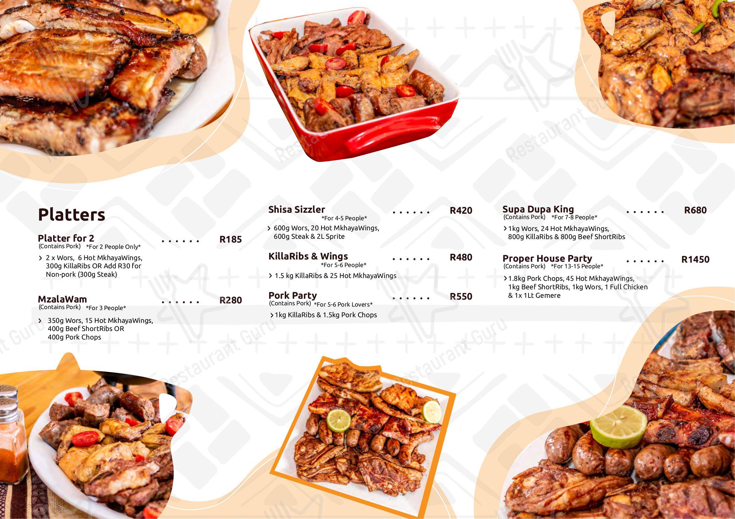 Menu at Mkhaya African Cuisine & Grill restaurant, Johannesburg