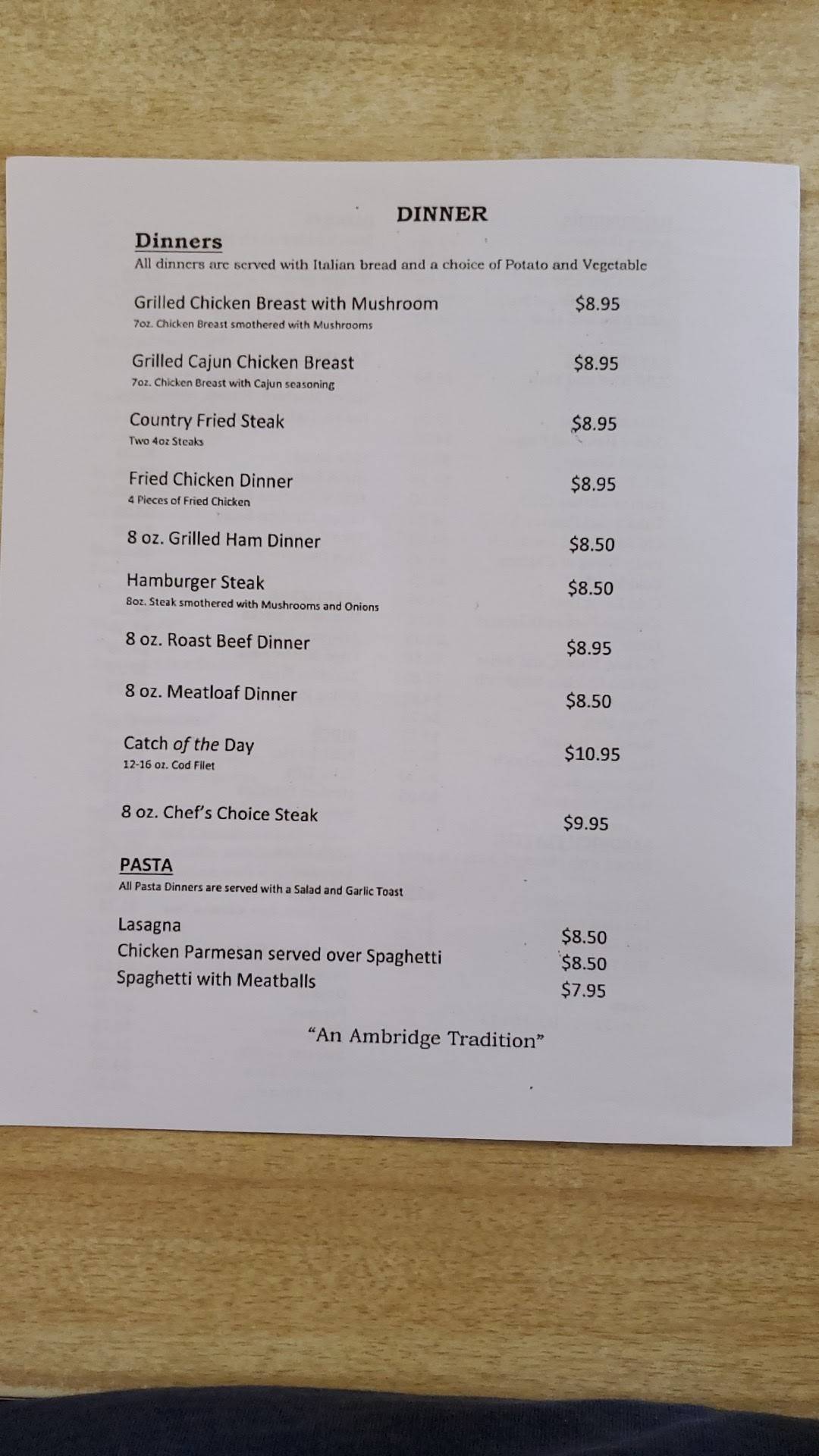 Menu at K & N Restaurant, Ambridge