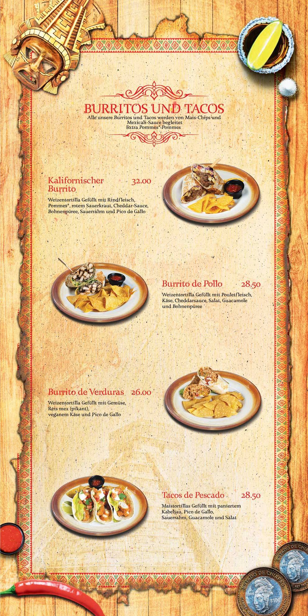 Speisekarte von Jalapenos Mex, Mexican Authentic Food, Kloten
