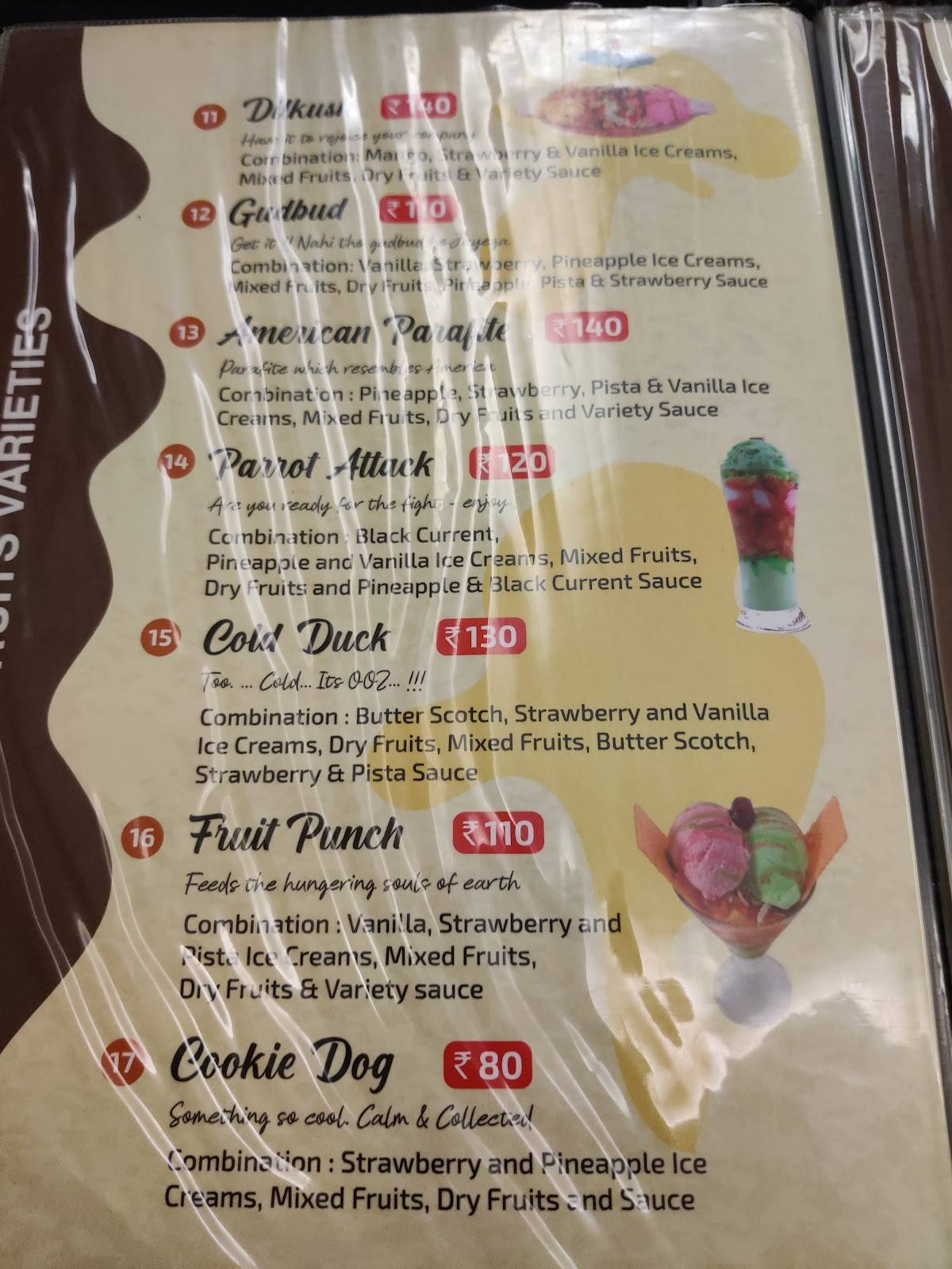 Menu at Ice Magic Ice Cream Parlour, Kurnool