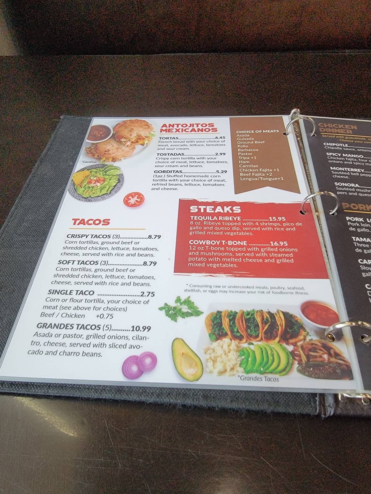Menu at La Tequila Jalisco Rockport, TX restaurant, Rockport