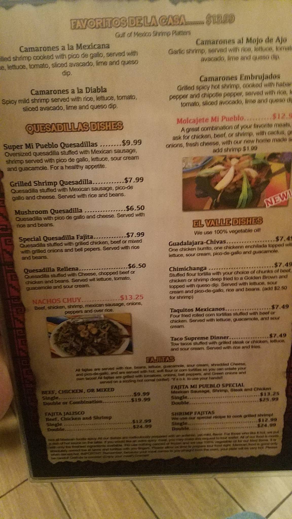 Menu at Las Brisas Mexican Restaurant, Jackson
