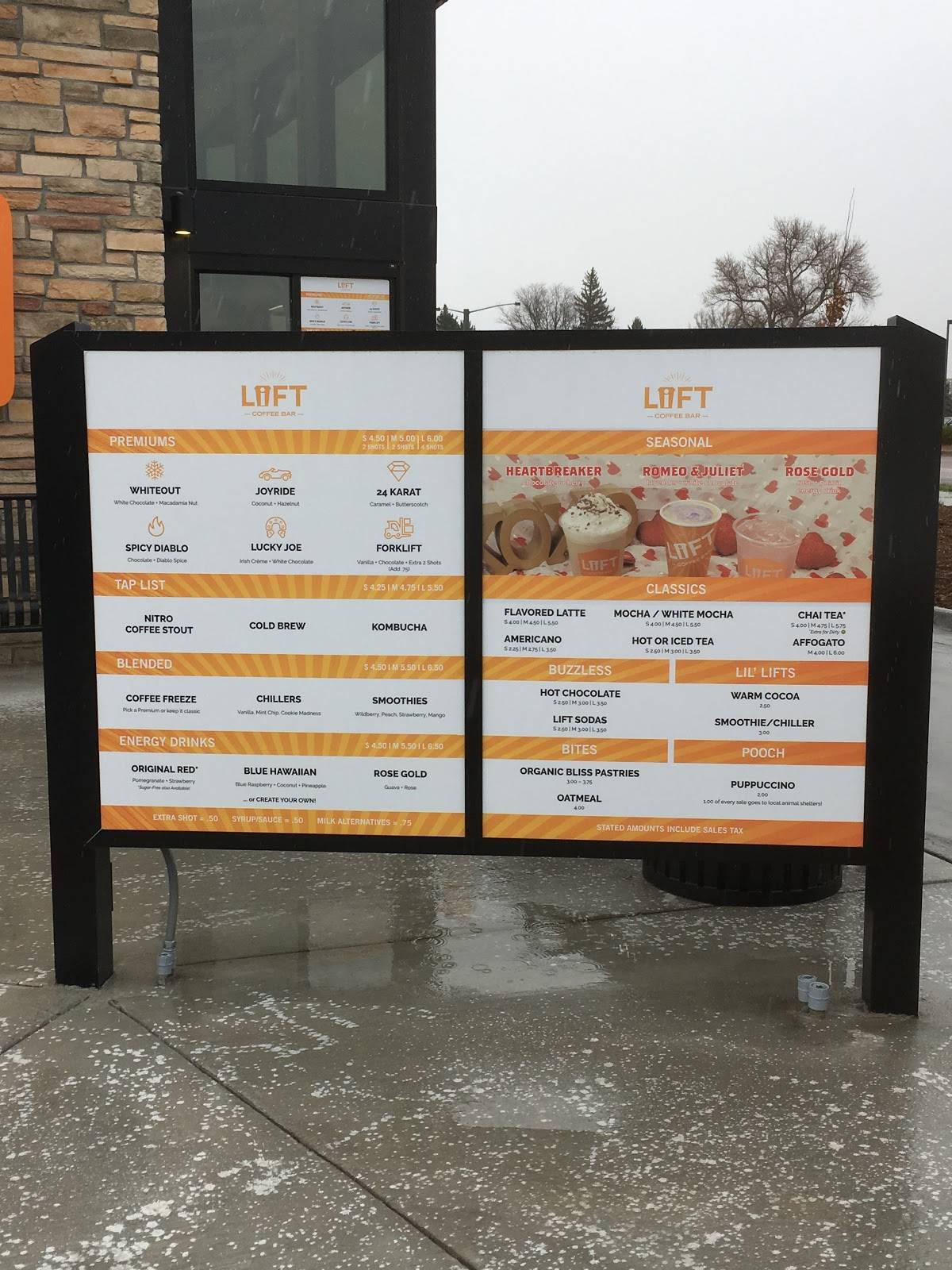 Menu at Lift Coffee Bar, Johnstown