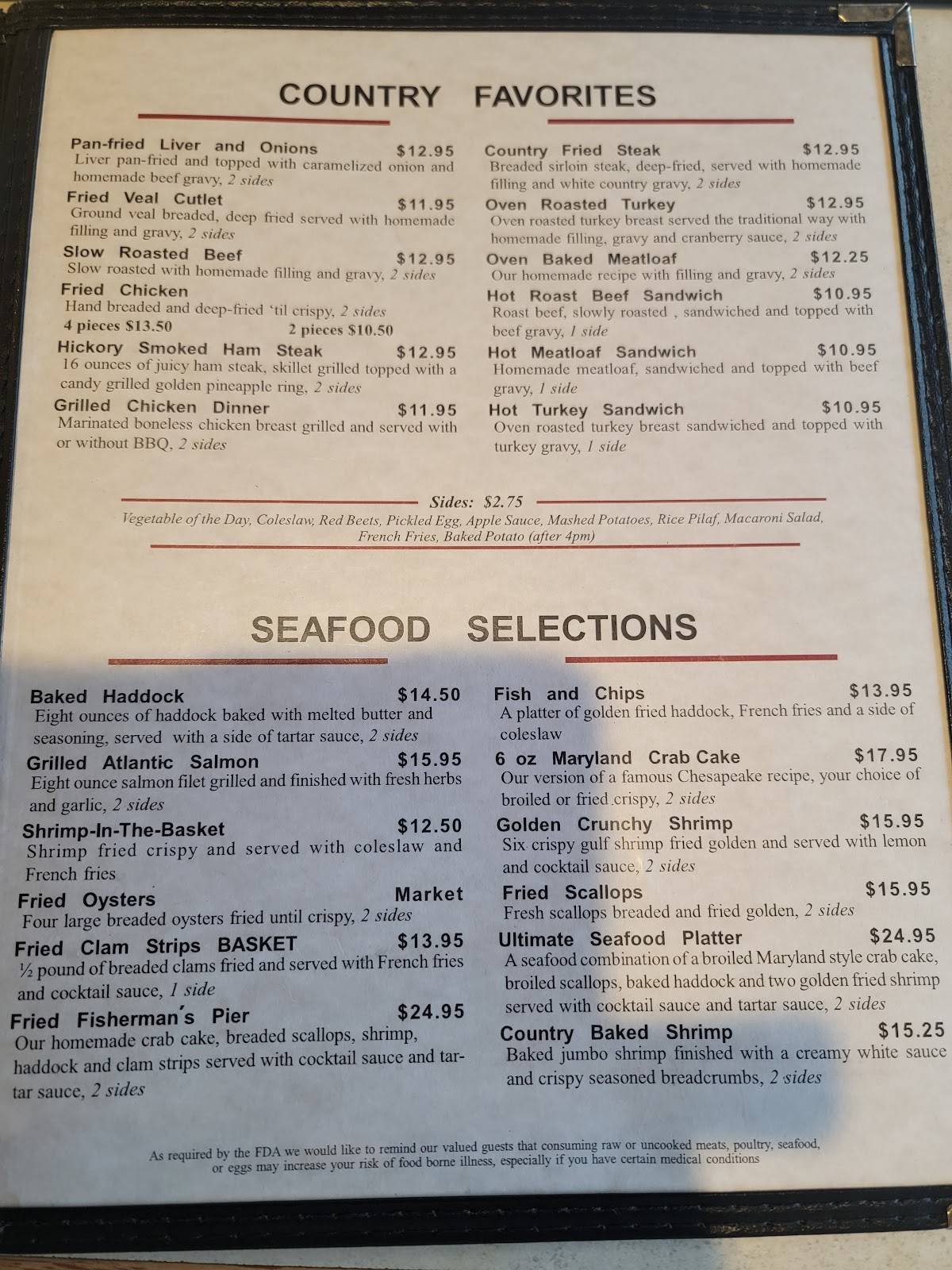 Menu at Lion's Pride Restaurant, Red Lion