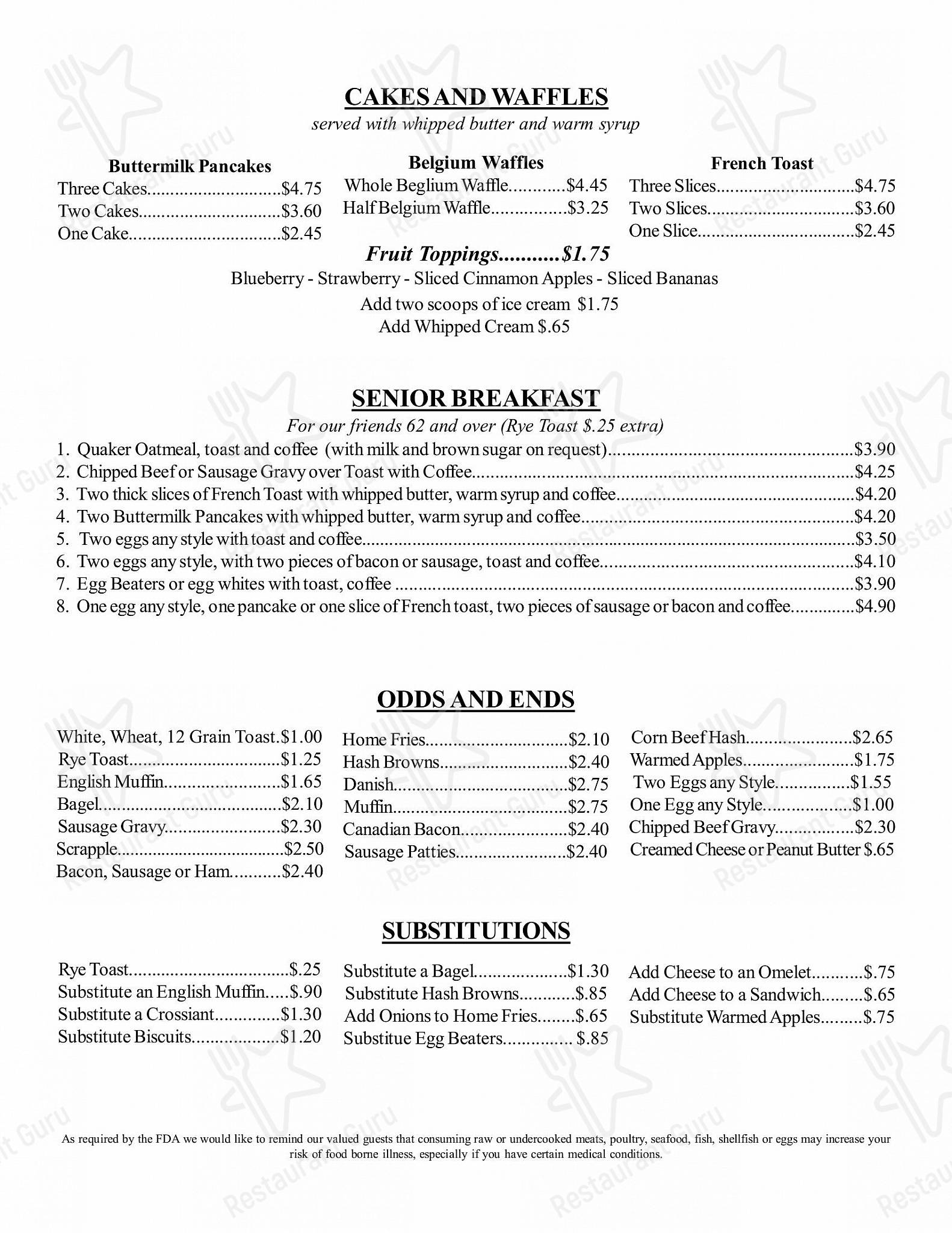 Menu at Lion's Pride Restaurant, Red Lion