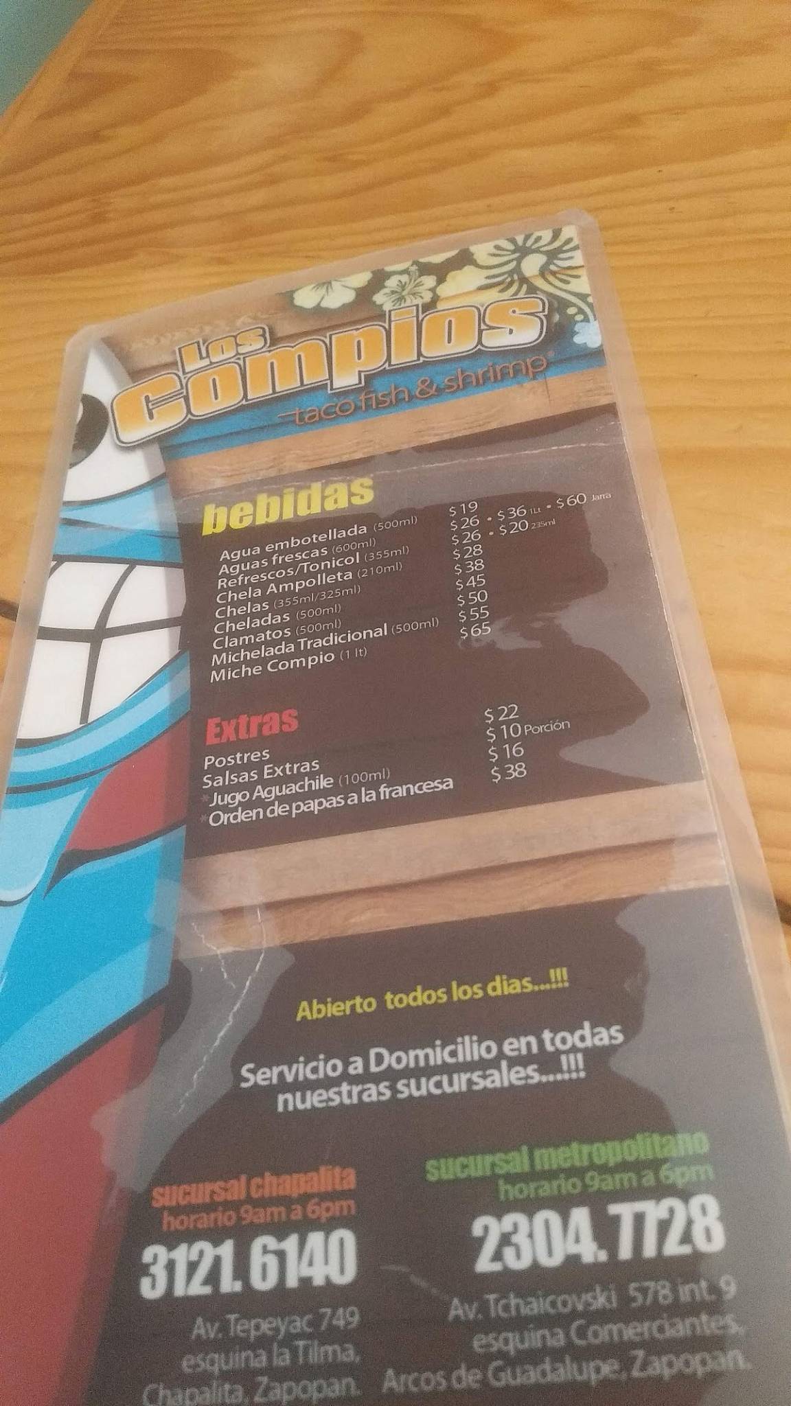 Carta Del Restaurante Los Compios Taco Fish Shrimp Chapalita