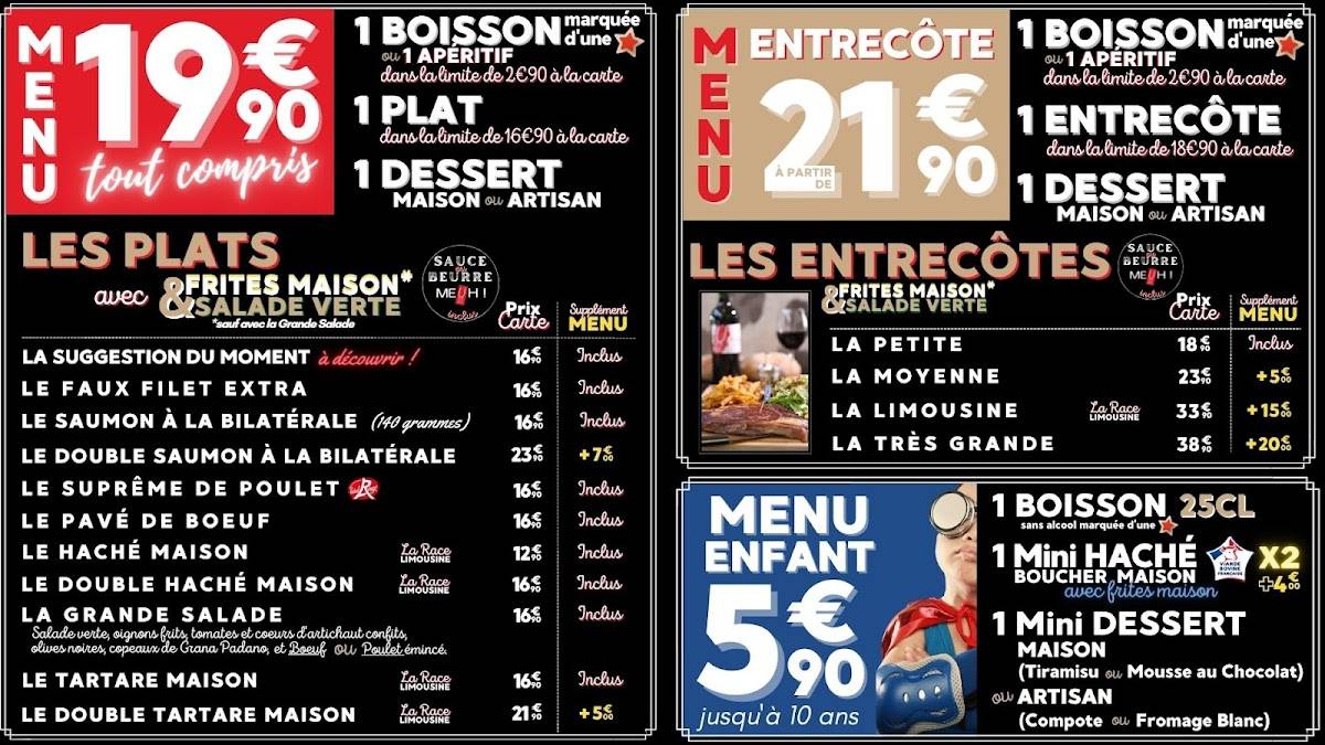 Menu au MEUH ! Restaurant Lescure, Albi