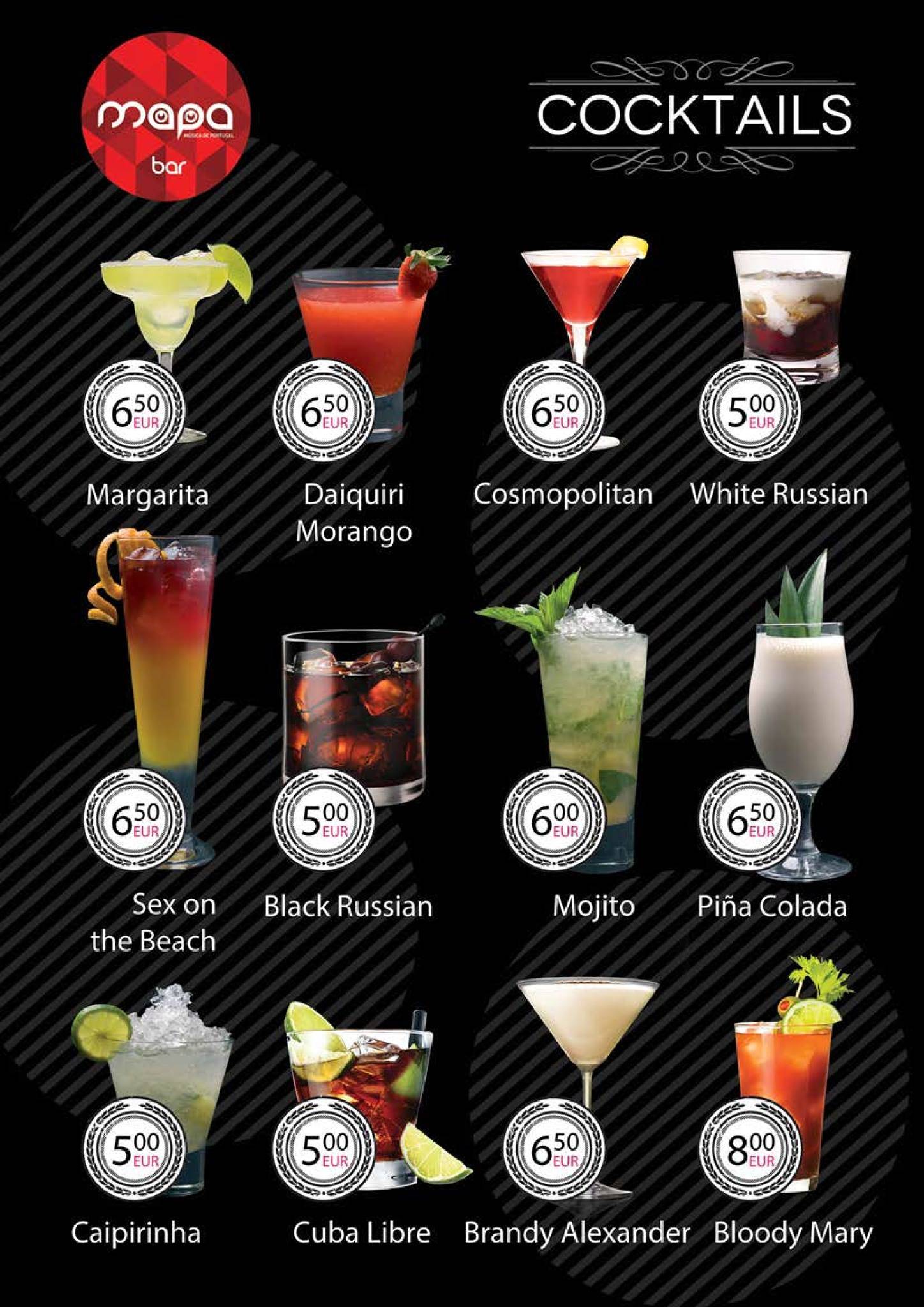 Menu em Mapa Bar, Santiago do Cacém