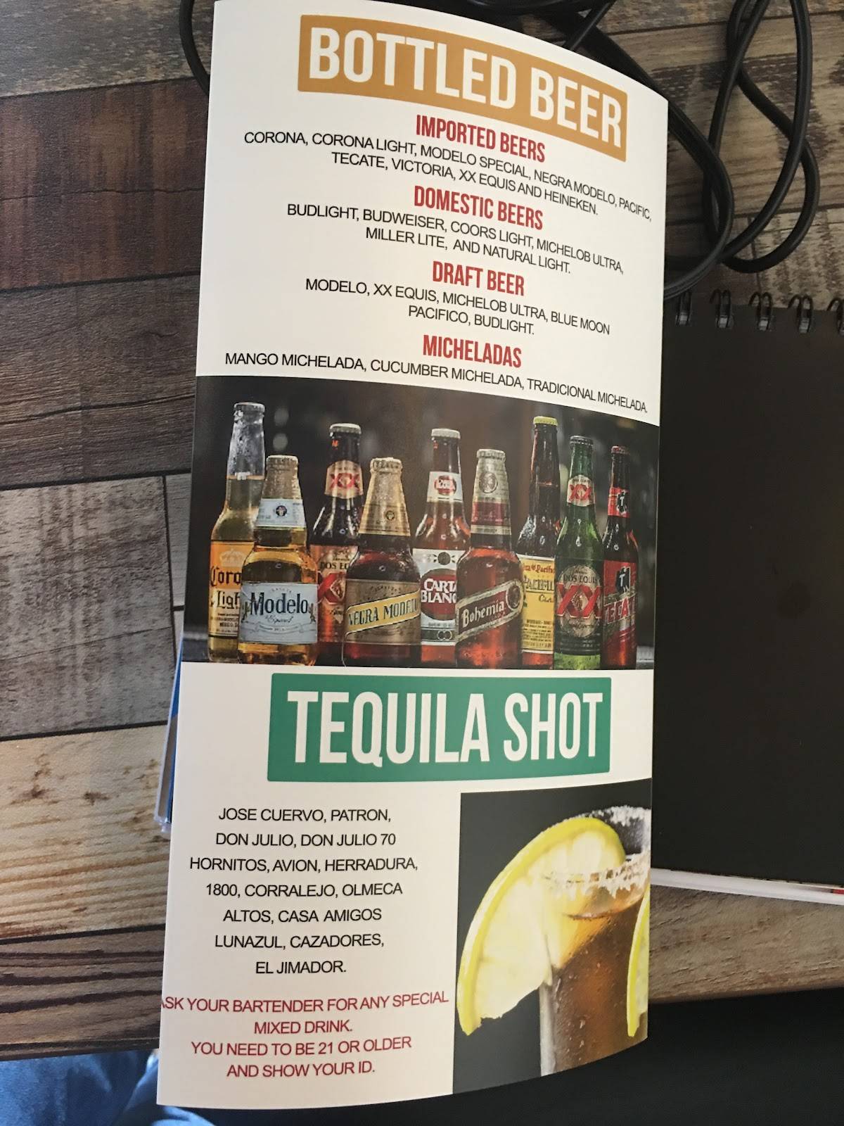 Menu at Margarita house bar & grill, Zebulon