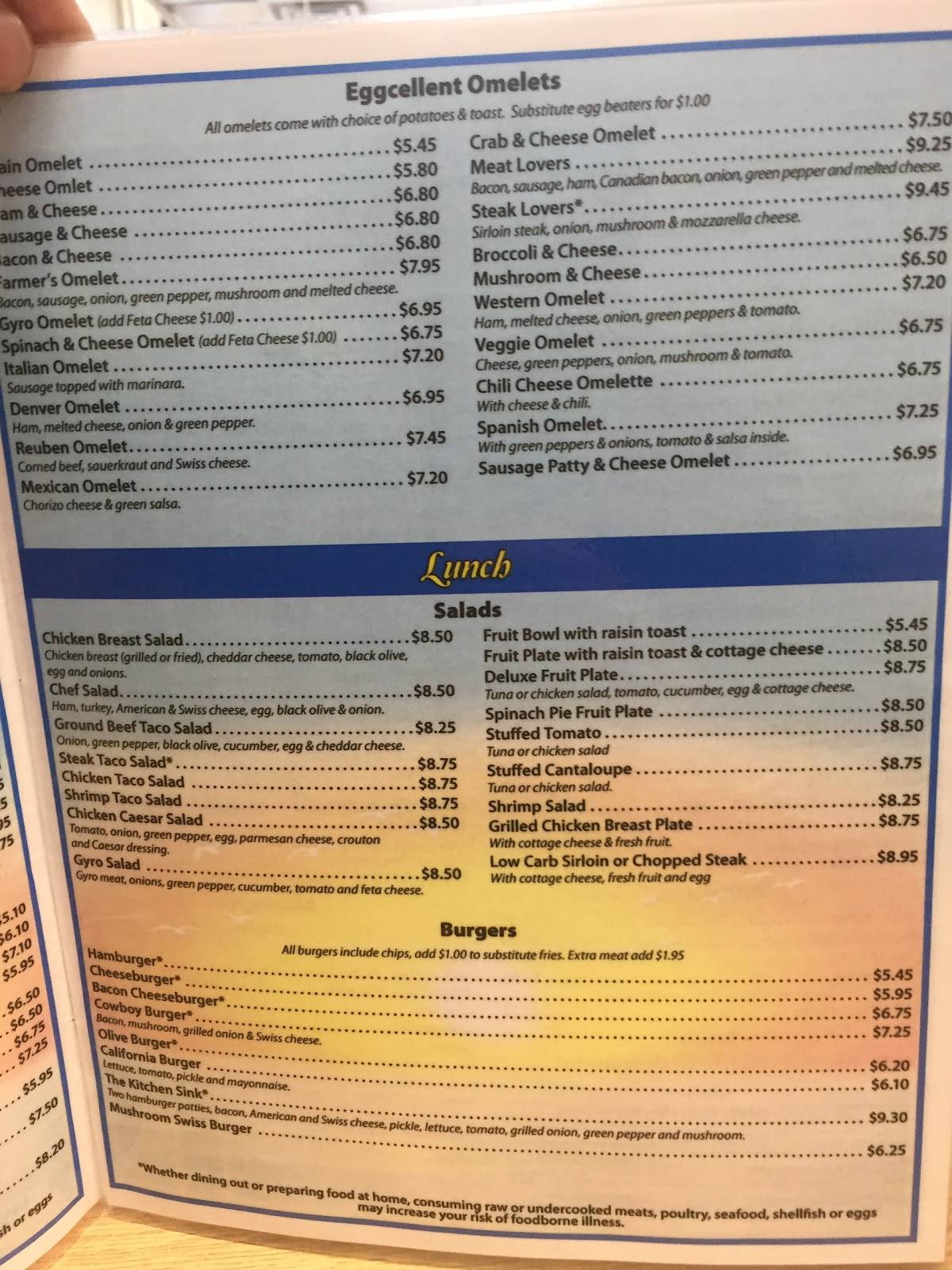 Menu at Martha's Pancake House Cafe, Racine