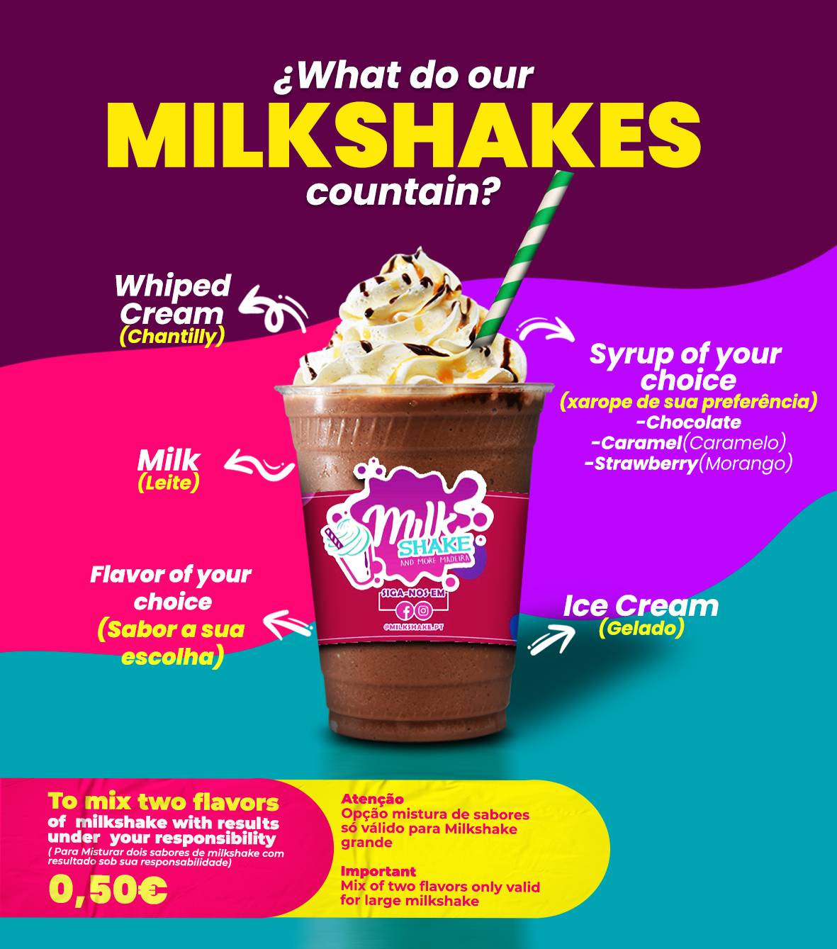 Menu em Milkshake Madeira, Funchal