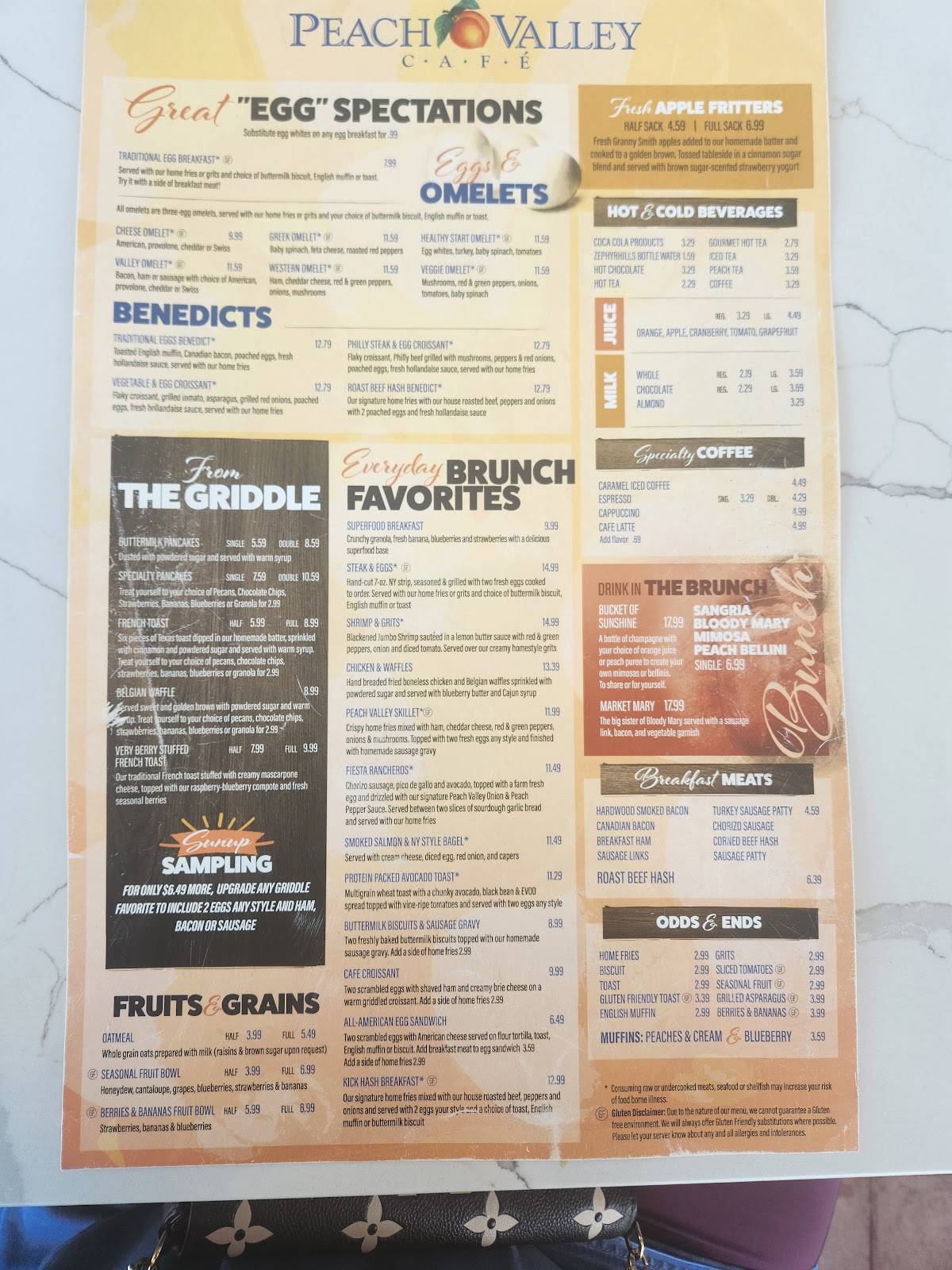 Menu at Peach Valley Café cafe, Mount Dora