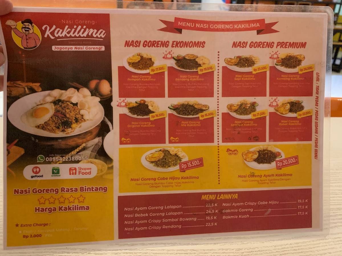 Carta Del Restaurante Nasi Goreng Kakilima Semarang