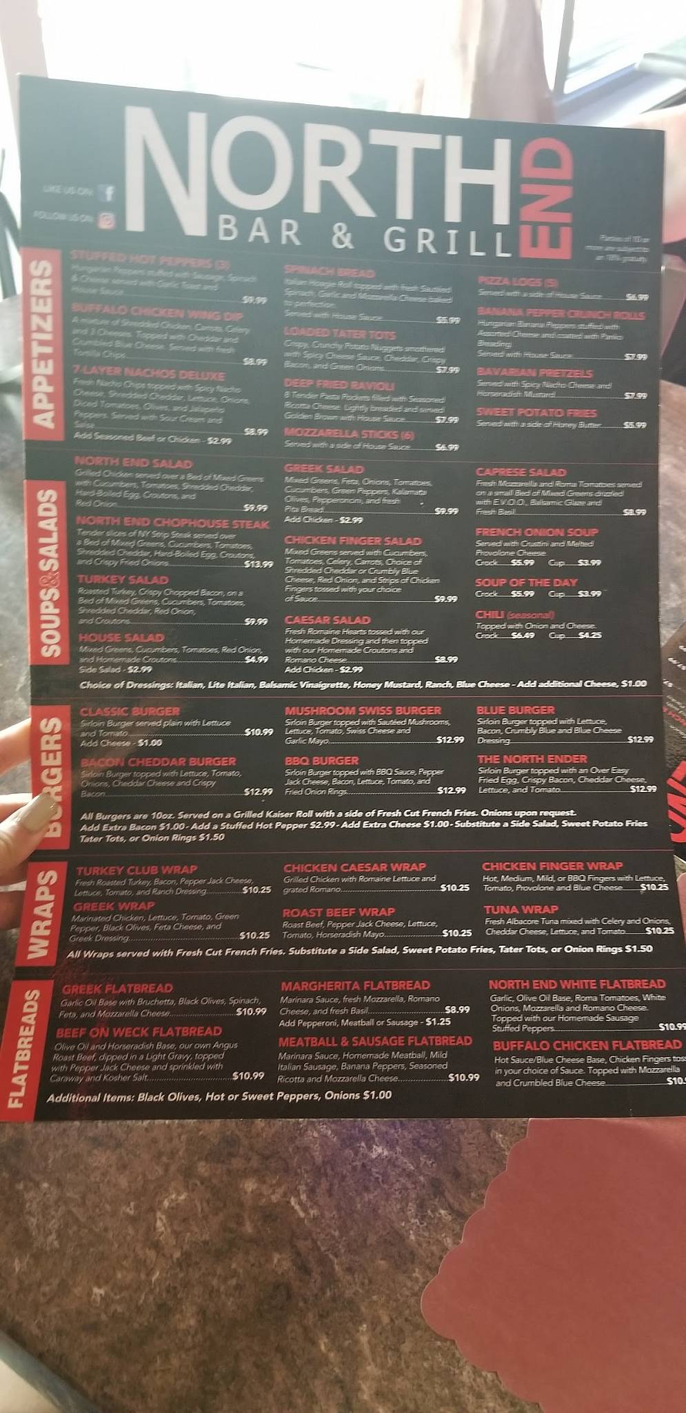 Menu at North End Bar & Grill, Kenmore