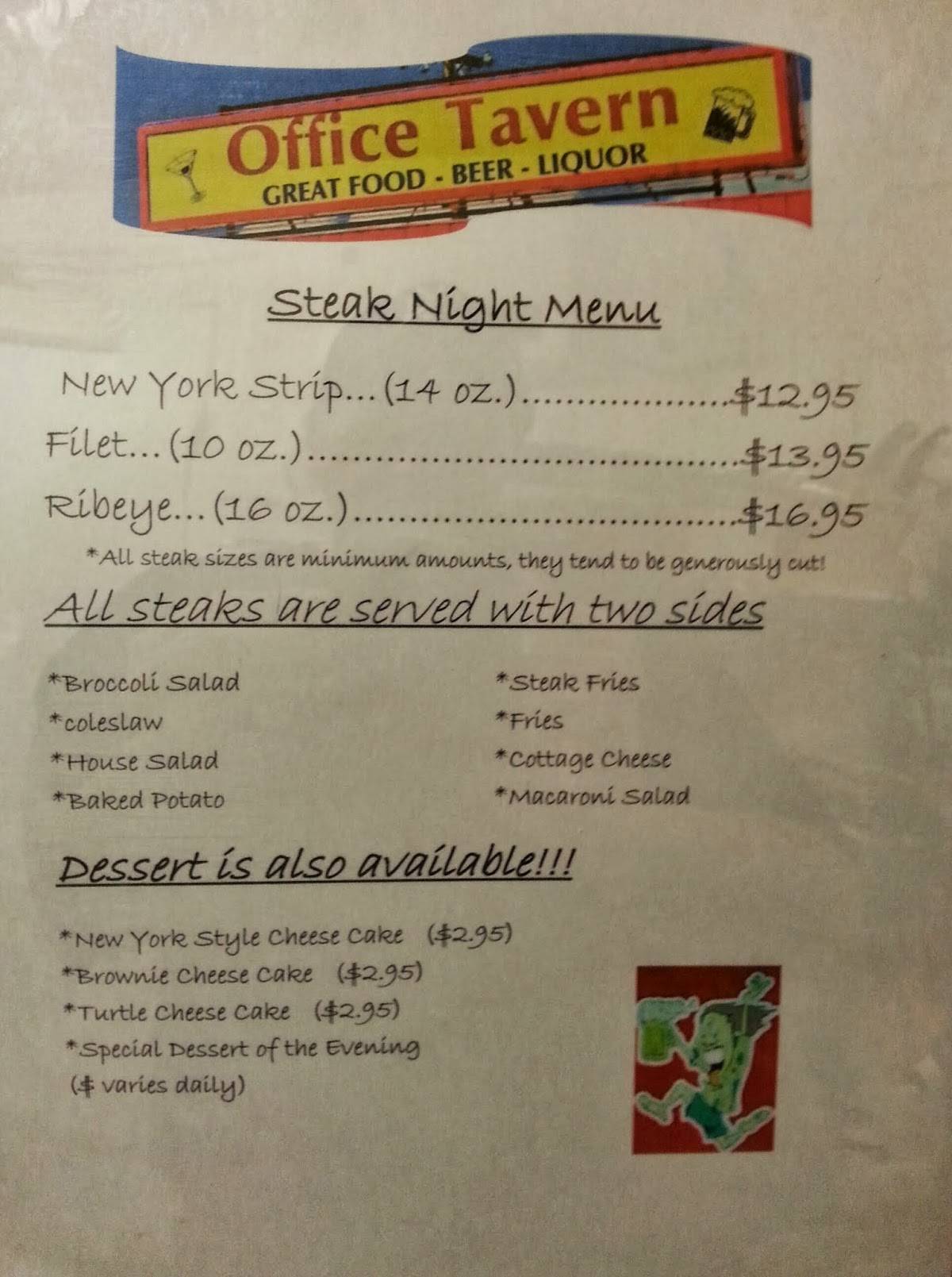 Menu at Office Tavern pub & bar, Fort Wayne