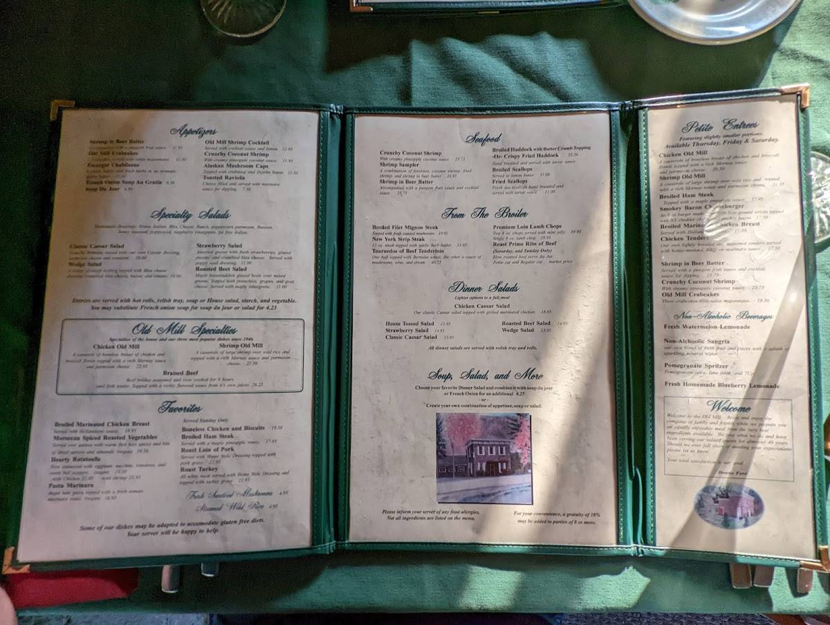 Menu at Old Mill Restaurant, Mount Upton, NY8