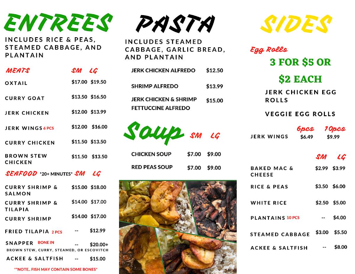Menu at Olive's Jamaican Kitchen restaurant, Stockbridge