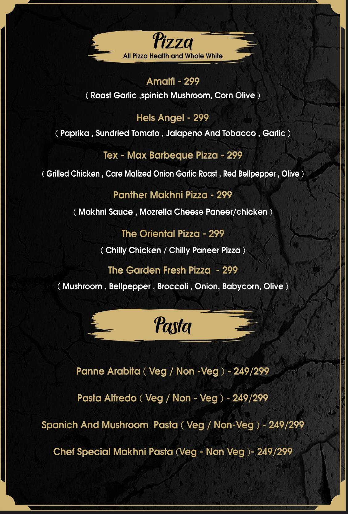 Menu at Panther Cafe & Lounge, New Delhi