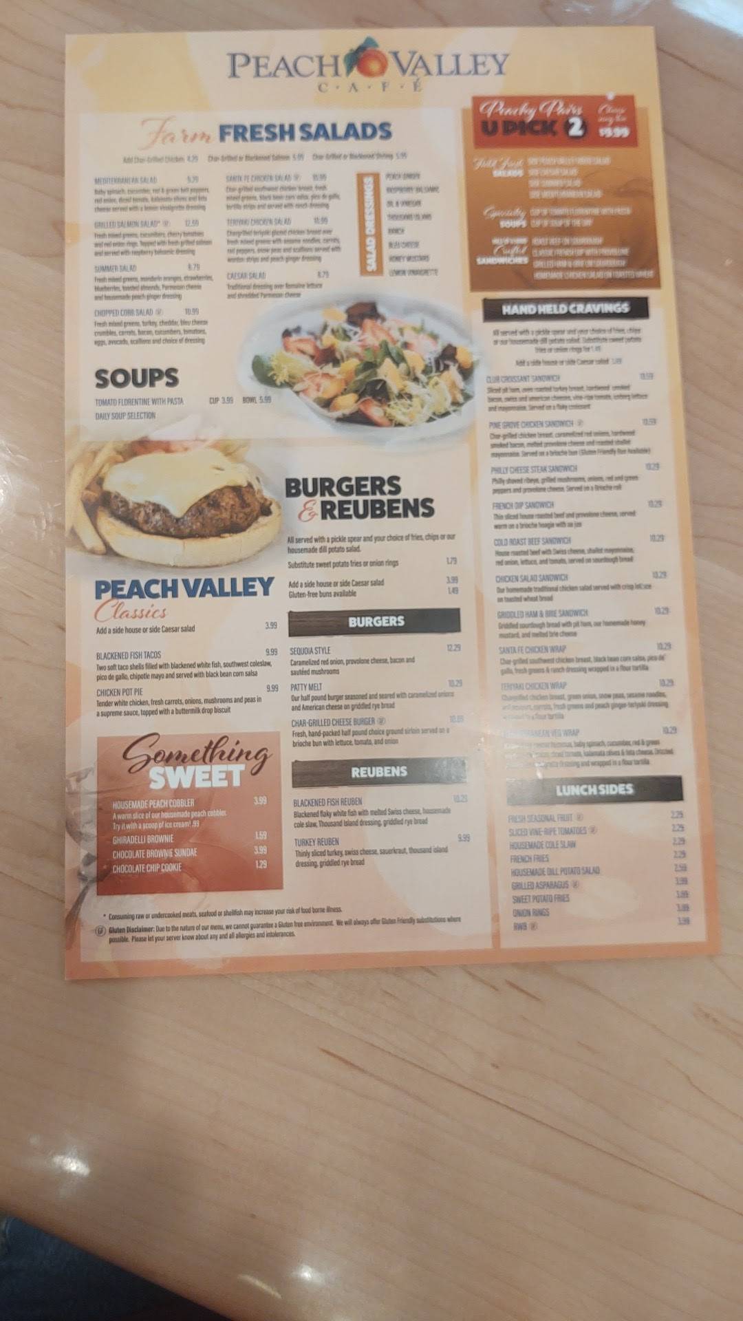 Menu at Peach Valley Café cafe, Mount Dora