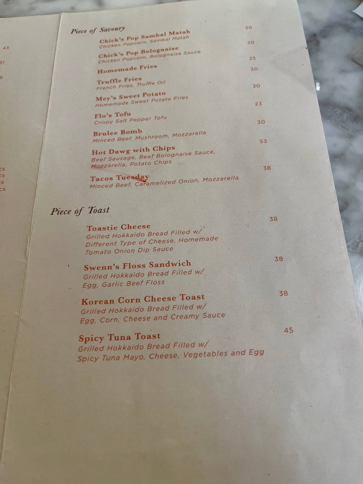 Carta del restaurante Peach of Cake, Bandung