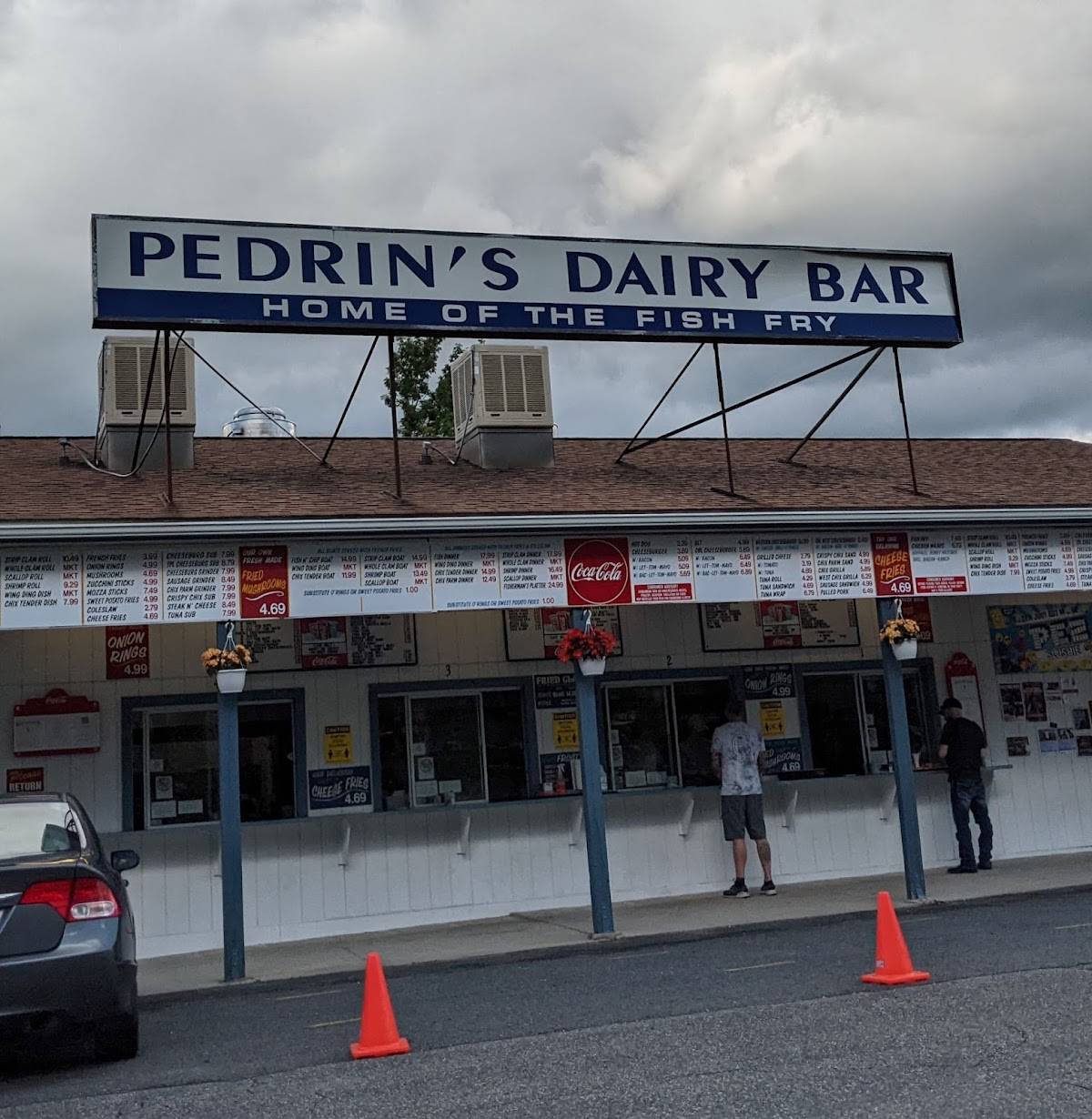 Menu at Pedrin's Dairy Bar, North Adams