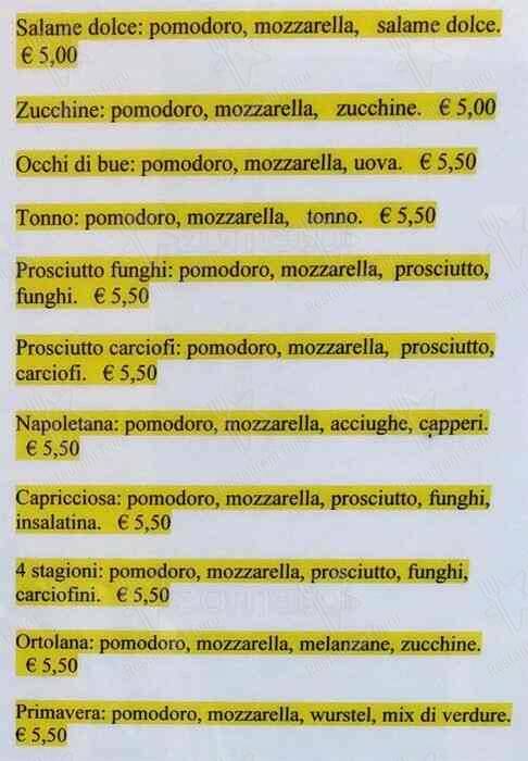 Pizzeria Gerry menu